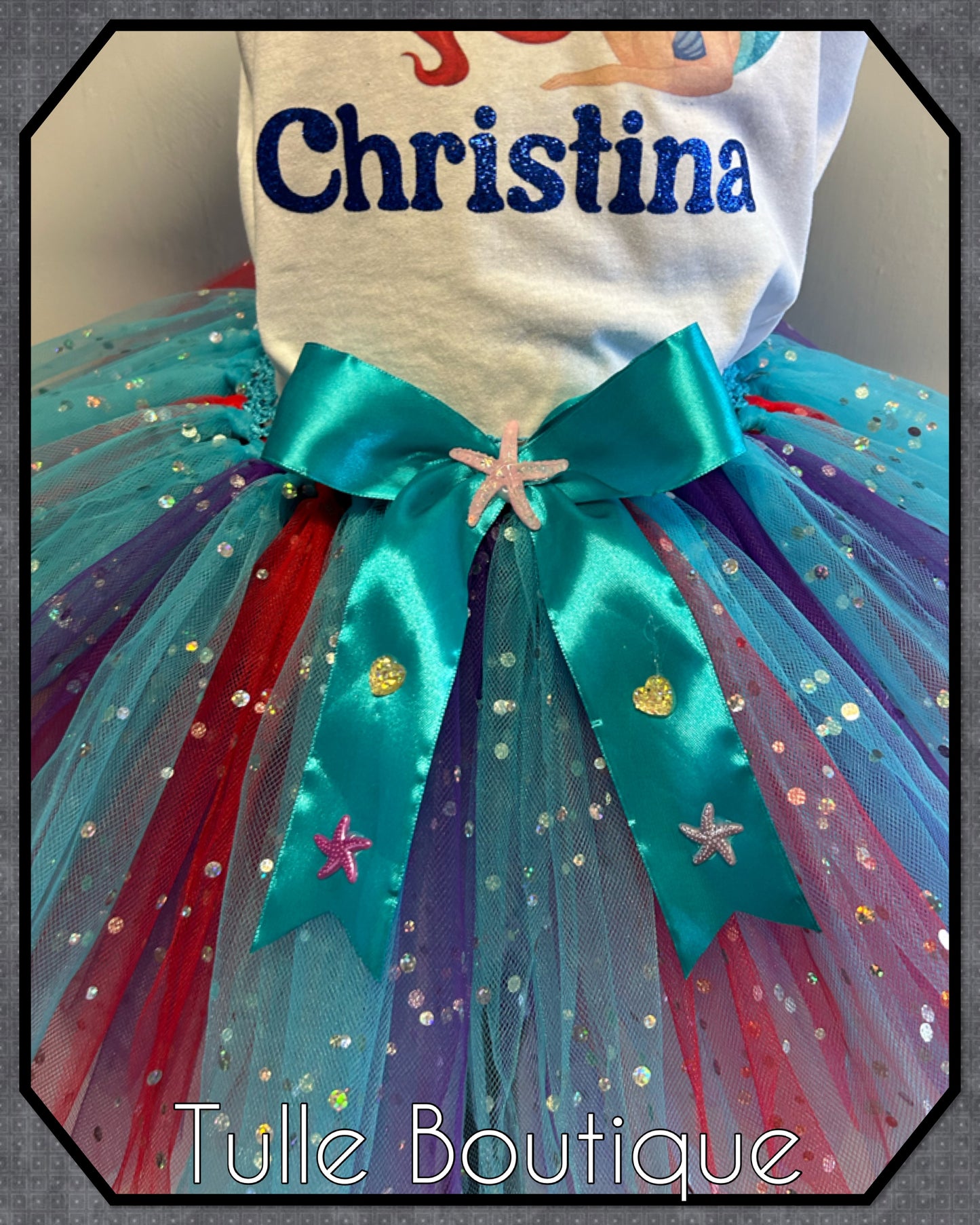 Girls Ariel little mermaid birthday party tutu and T-shirt fancy party outfit