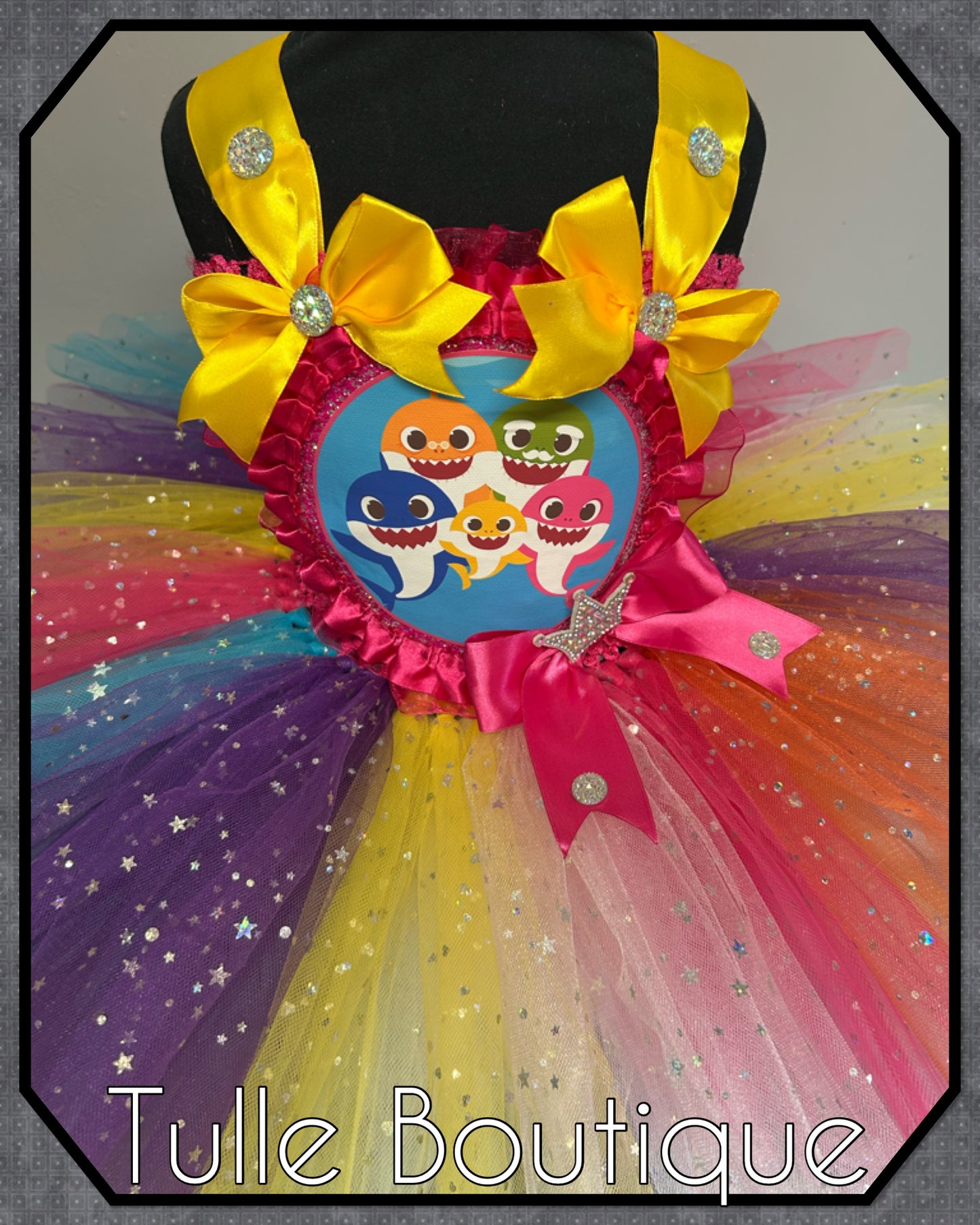 Girls toddlers baby shark rainbow birthday tutu dress
