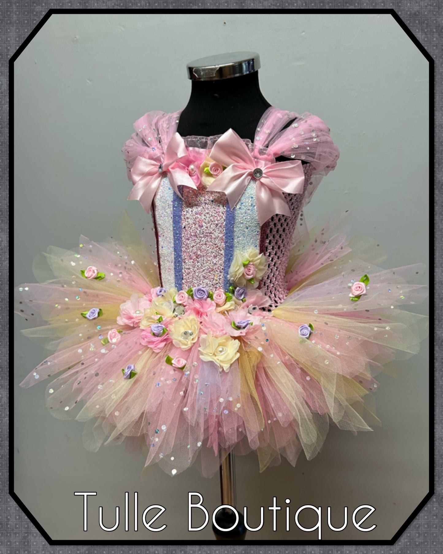 Lena. Girls toddlers Nude pinks flower fairy princess tutu birthday party dress. Fairy first birthday.