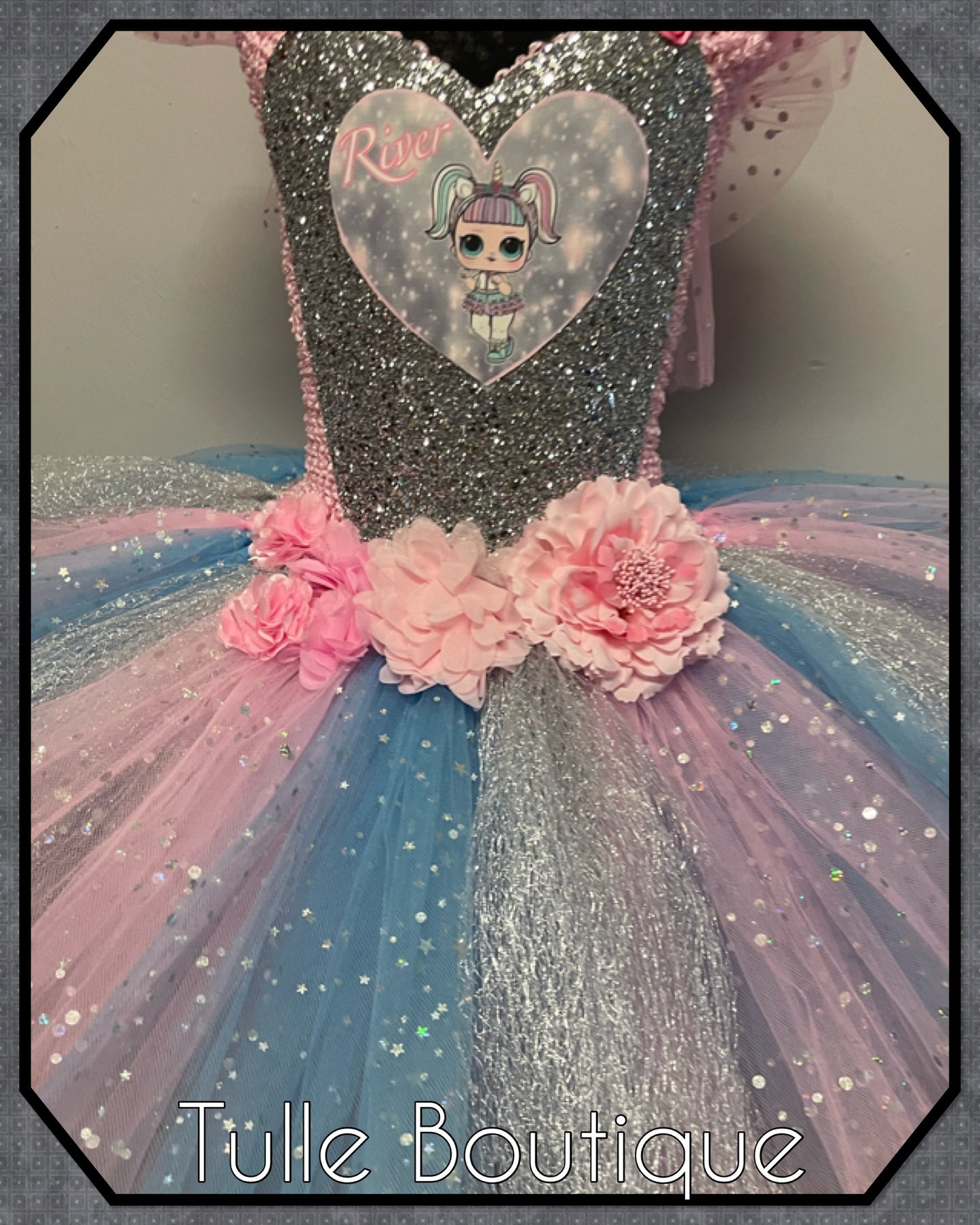 Girls Glitter Unicorn doll themed girls birthday party tutu dress fancy dress costume