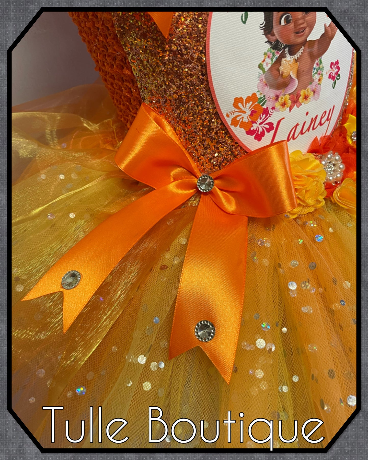 Girls Baby Moana Princess organza orange ballgown tutu dress