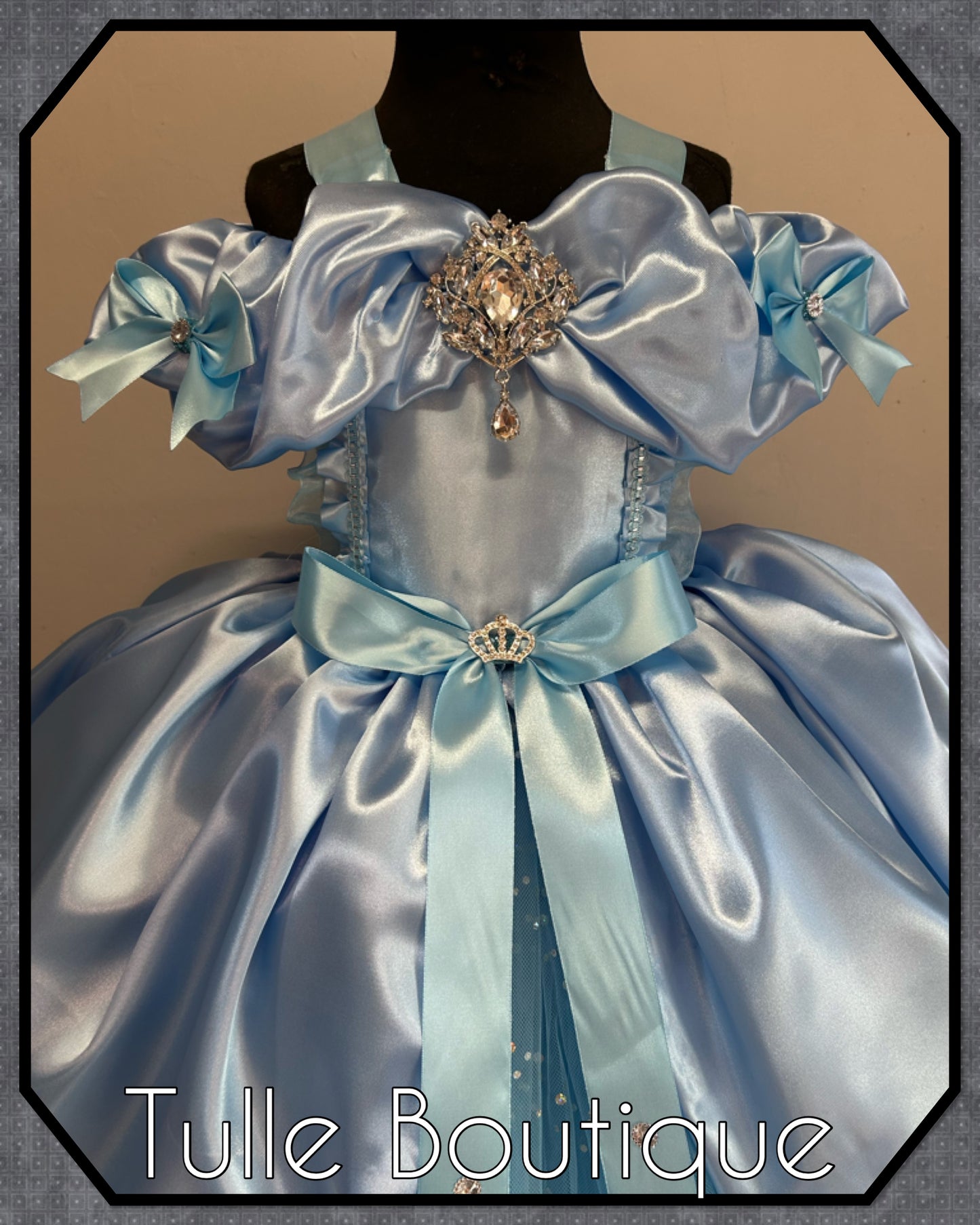 Girls toddlers Princess full length sky blue ballgown tutu dress