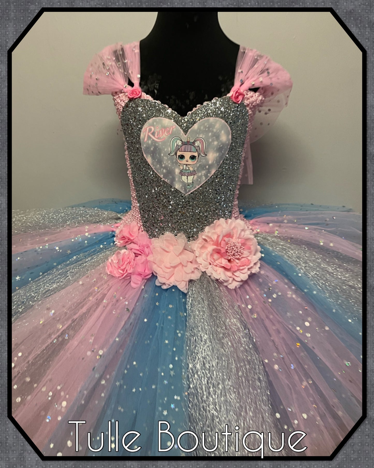 Girls Glitter Unicorn doll themed girls birthday party tutu dress fancy dress costume