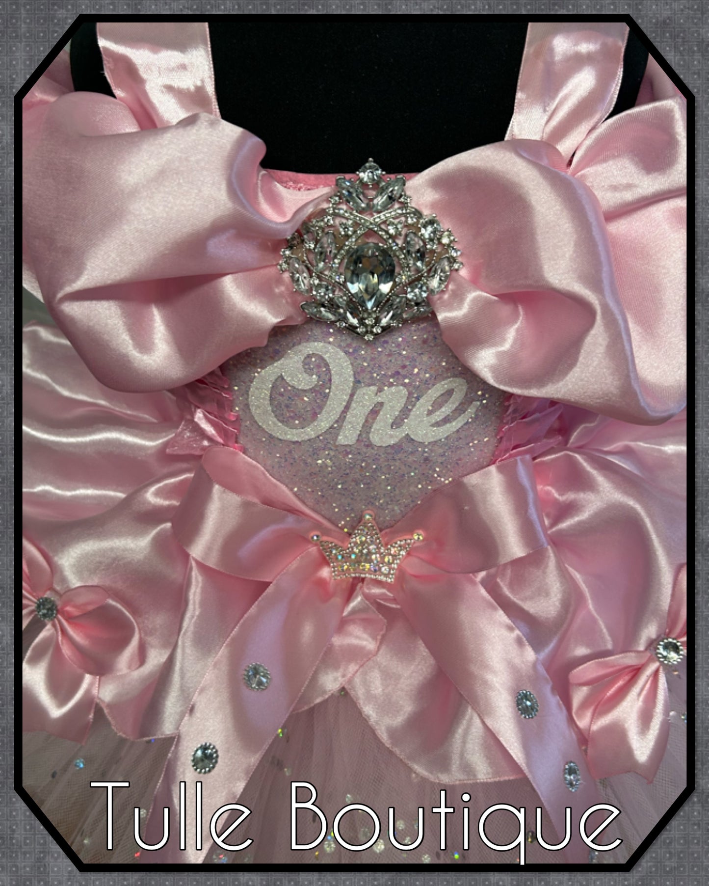 Girls toddlers Glitter Princess ballgown 1st birthday tutu dress ‘One’