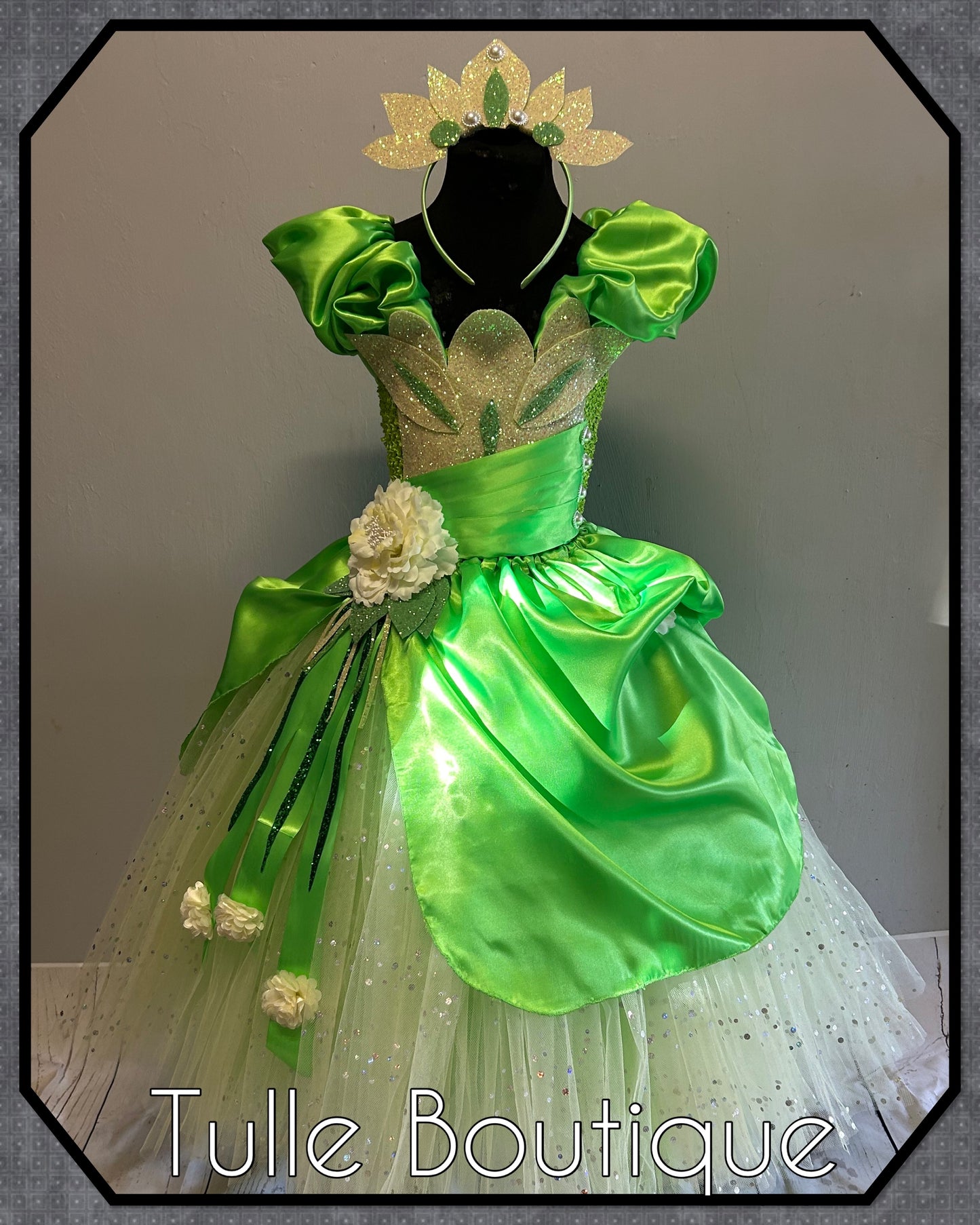 Girls Princess Tiana full length ballgown princess and the frog tutu dress