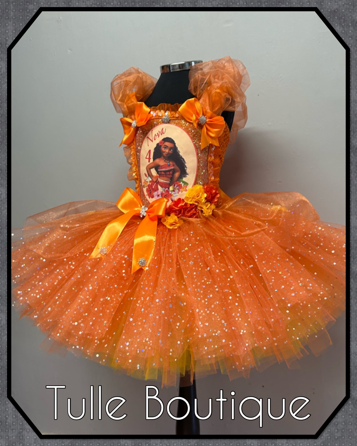 Girls Toddlers Moana Princess organza orange ballgown tutu dress