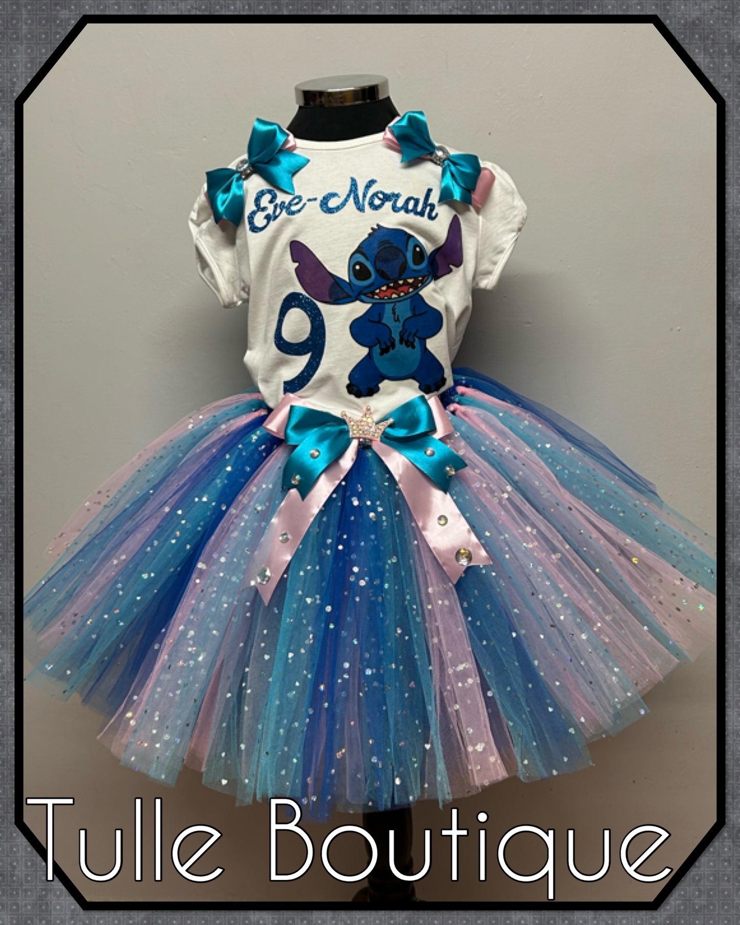 Girls Stitch personalised T-shirt and tutu birthday party outfit dress