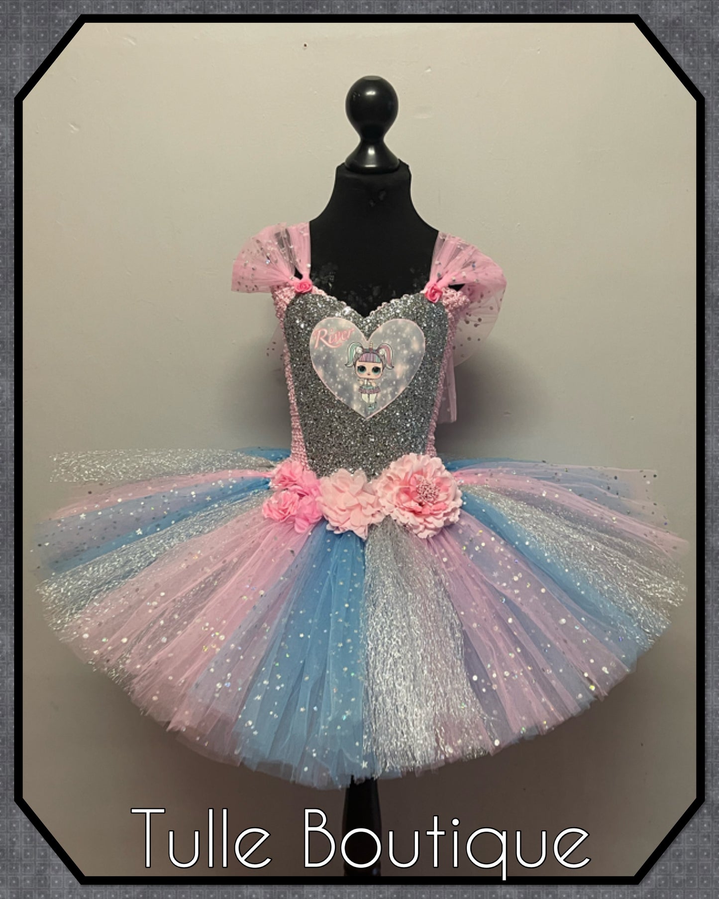 Girls Glitter Unicorn doll themed girls birthday party tutu dress fancy dress costume