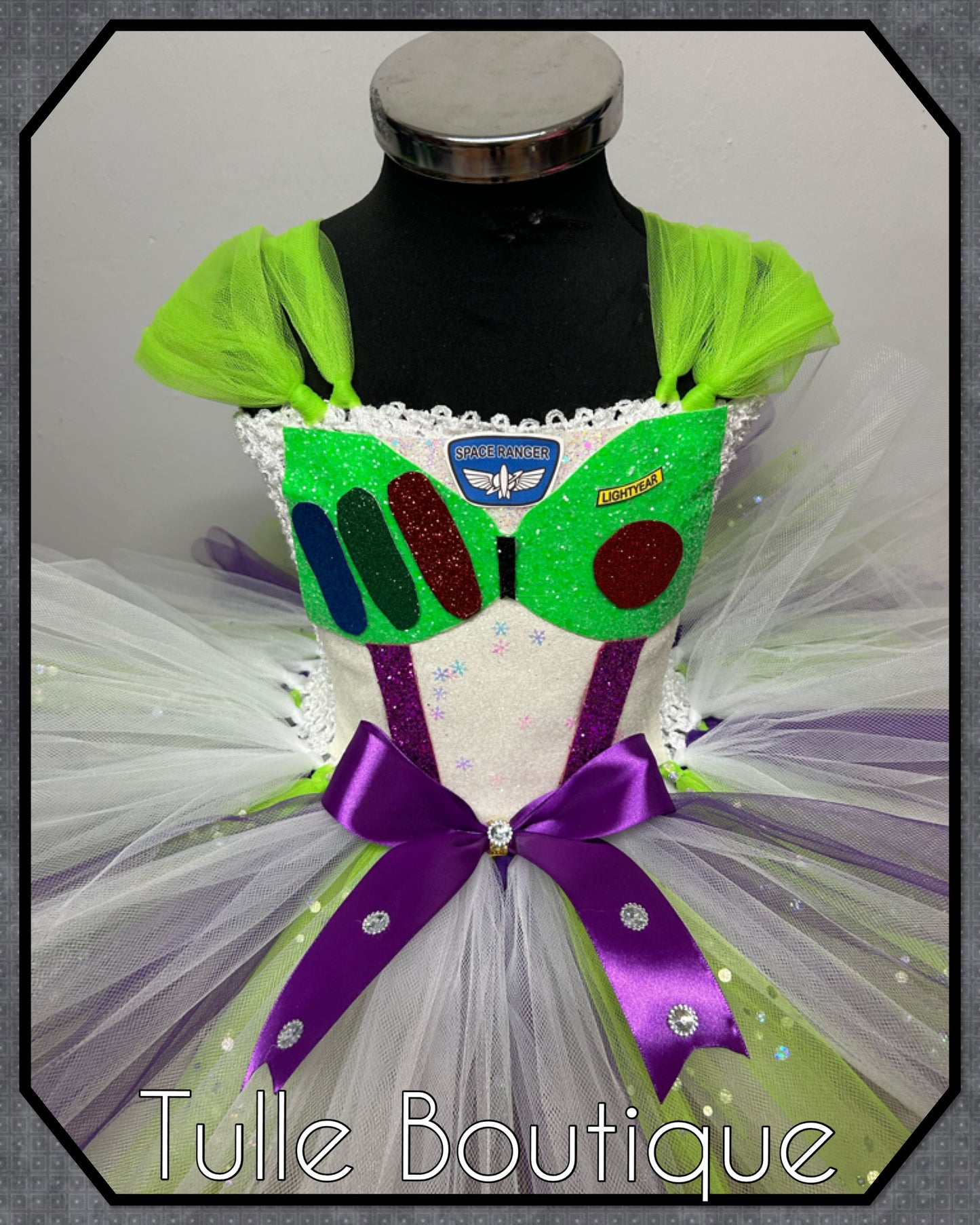 Girls toddlers Toy Story Buzz lightyear Princess ballgown tutu dress Buzz lightyear wings