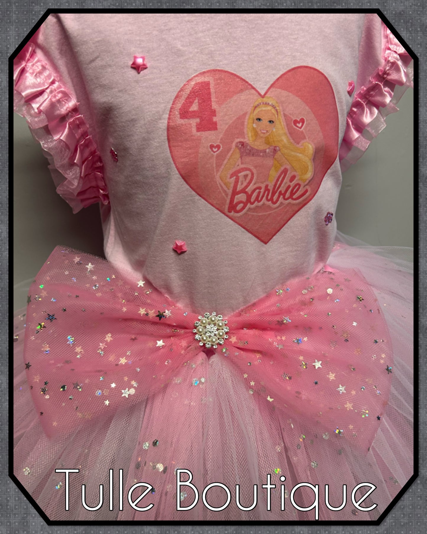 Girls Barbie pink birthday party tutu outfit