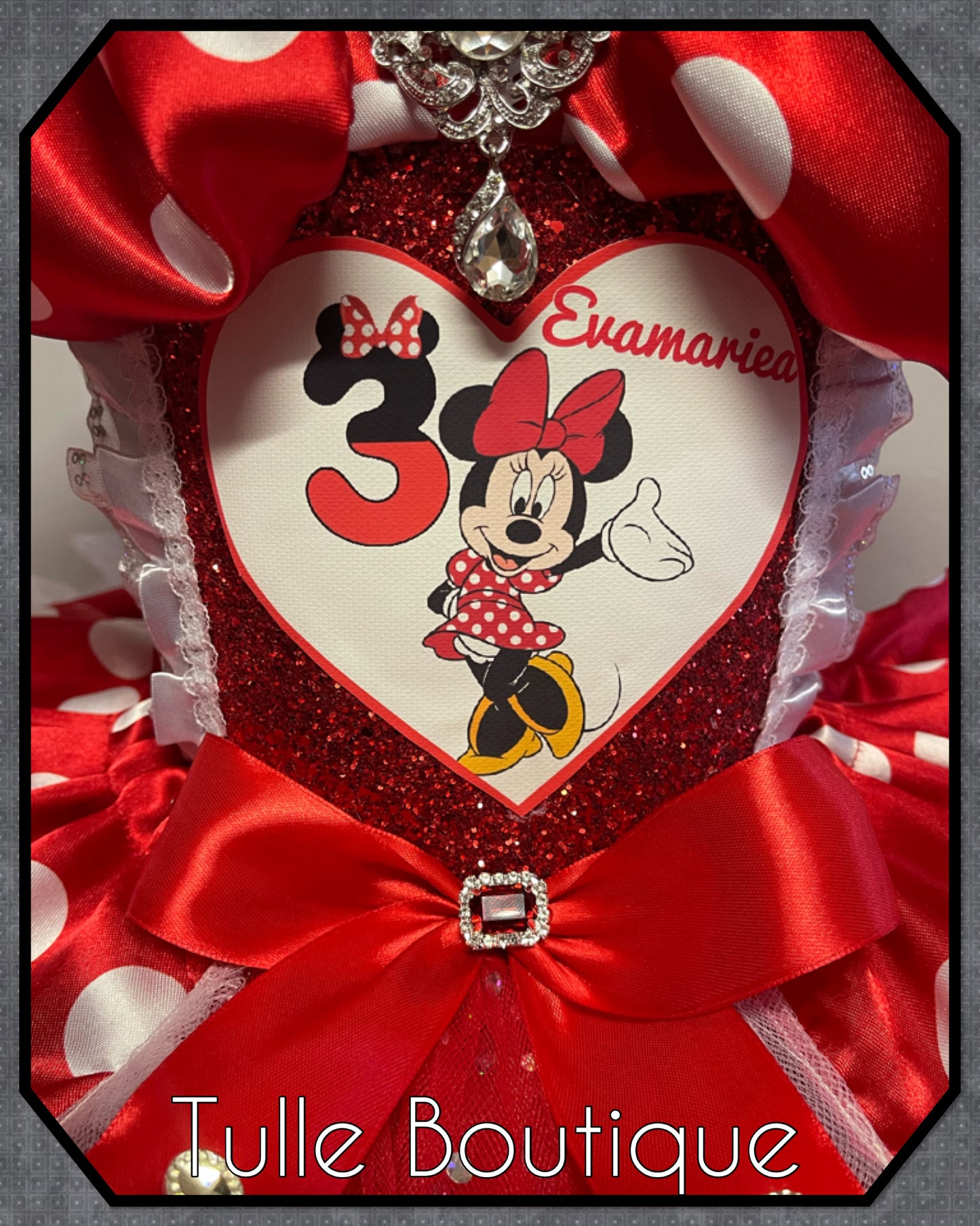 Girls Minnie Mouse red and white polka dot ballgown tutu dress fancy dress costume