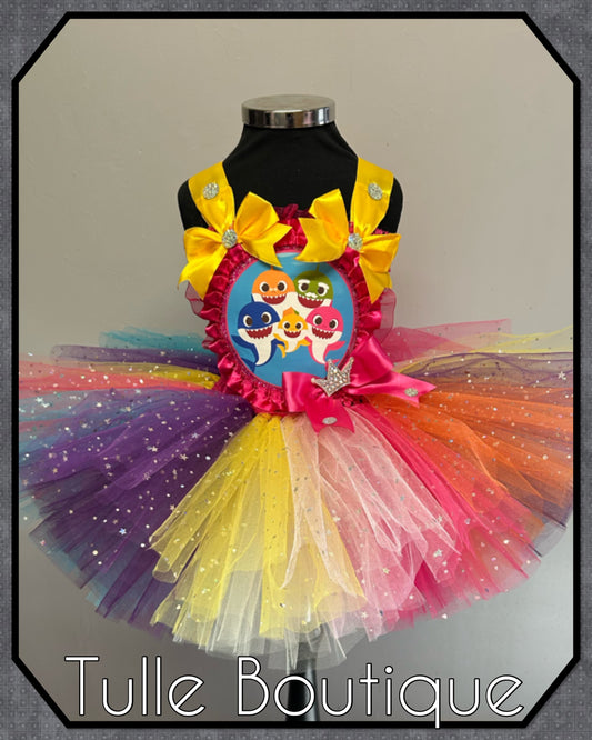 Girls toddlers baby shark rainbow birthday tutu dress