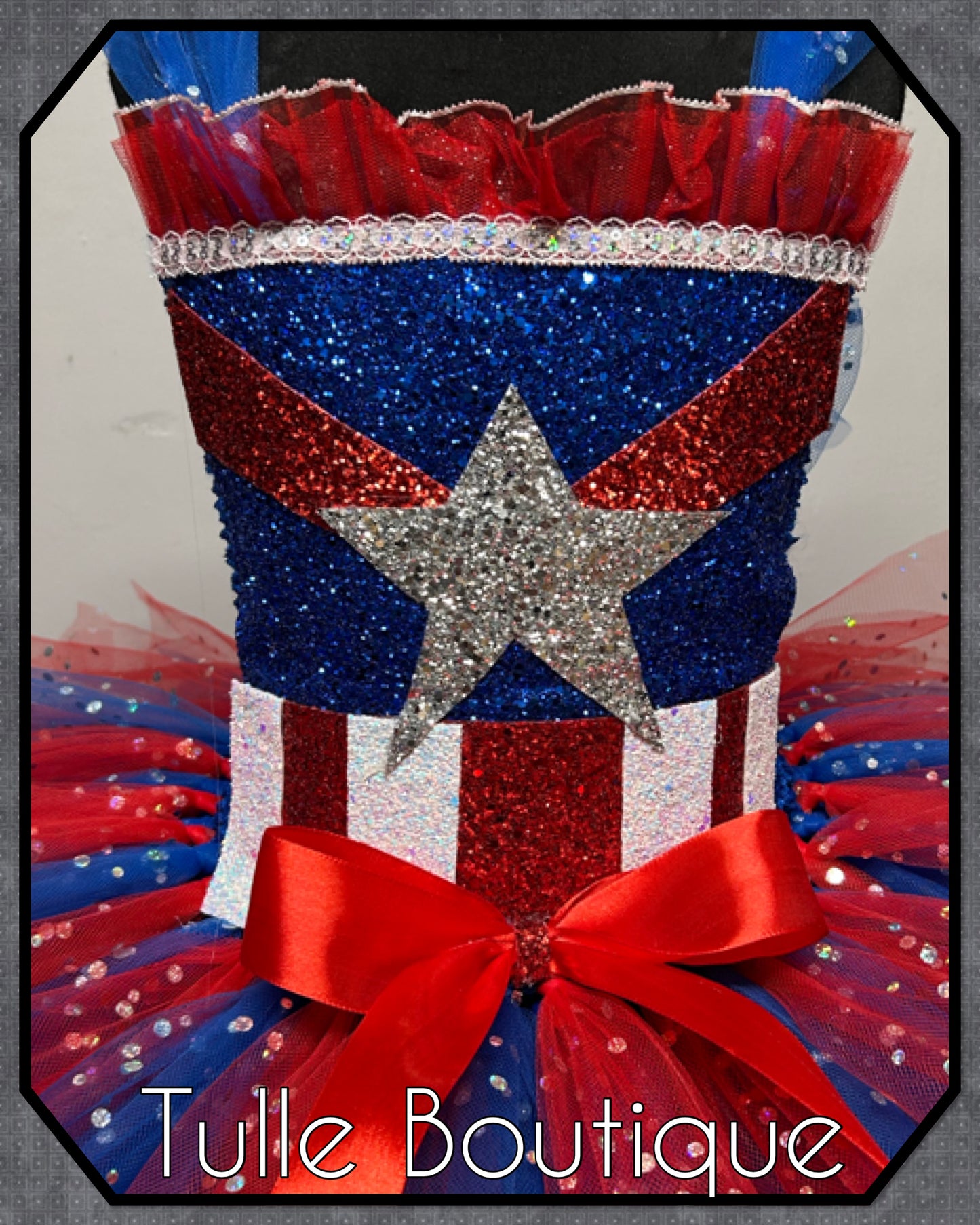 Girls Captain America superhero tutu dress birthday party fancy dress costume