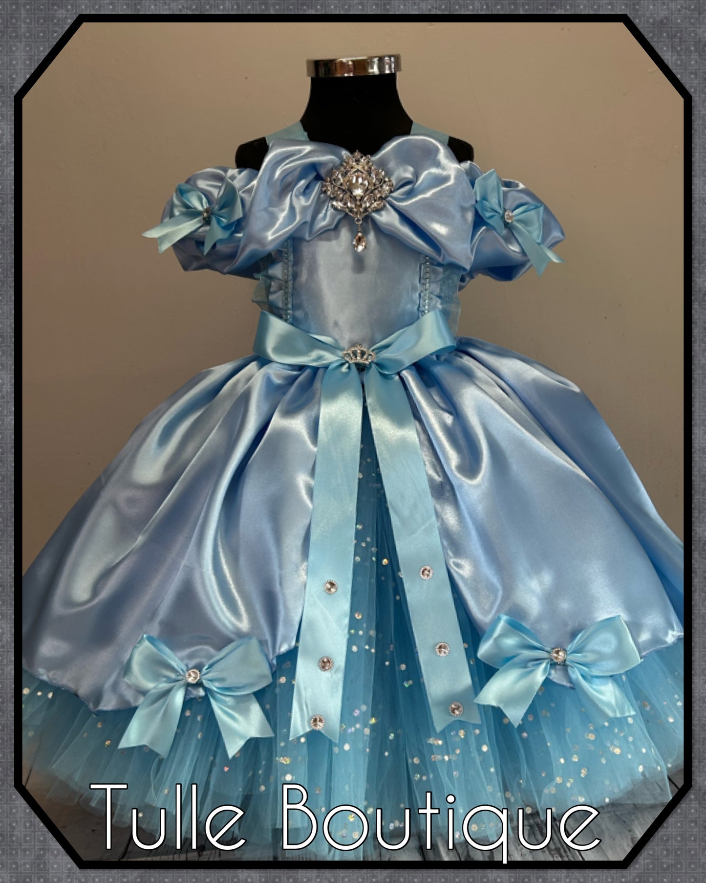 Girls toddlers Princess full length sky blue ballgown tutu dress
