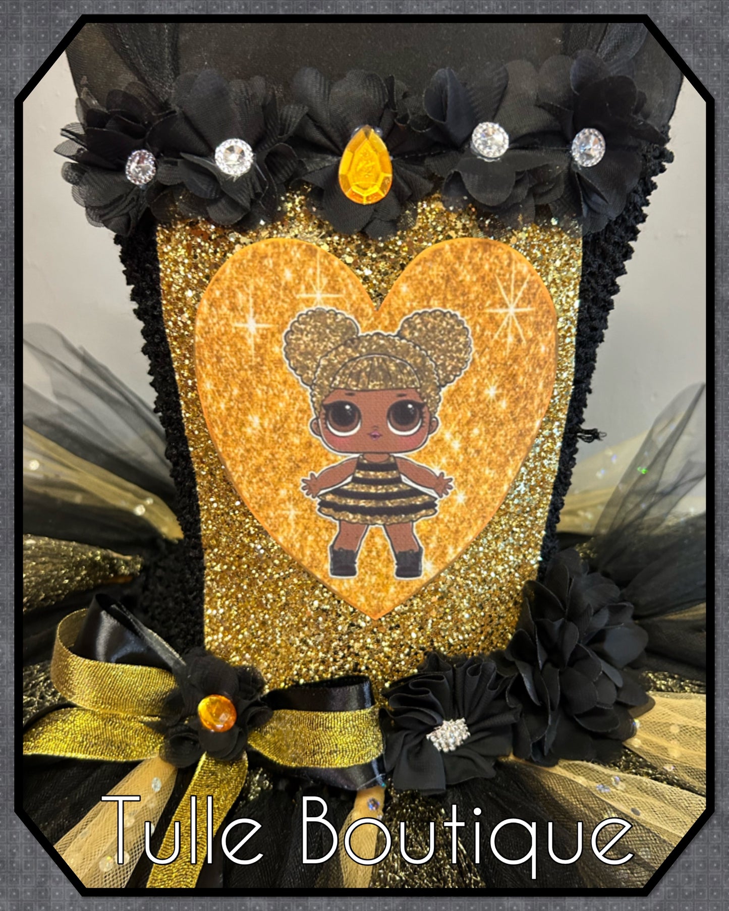 Girls Glitter Bee doll themed girls birthday party tutu dress fancy dress costume
