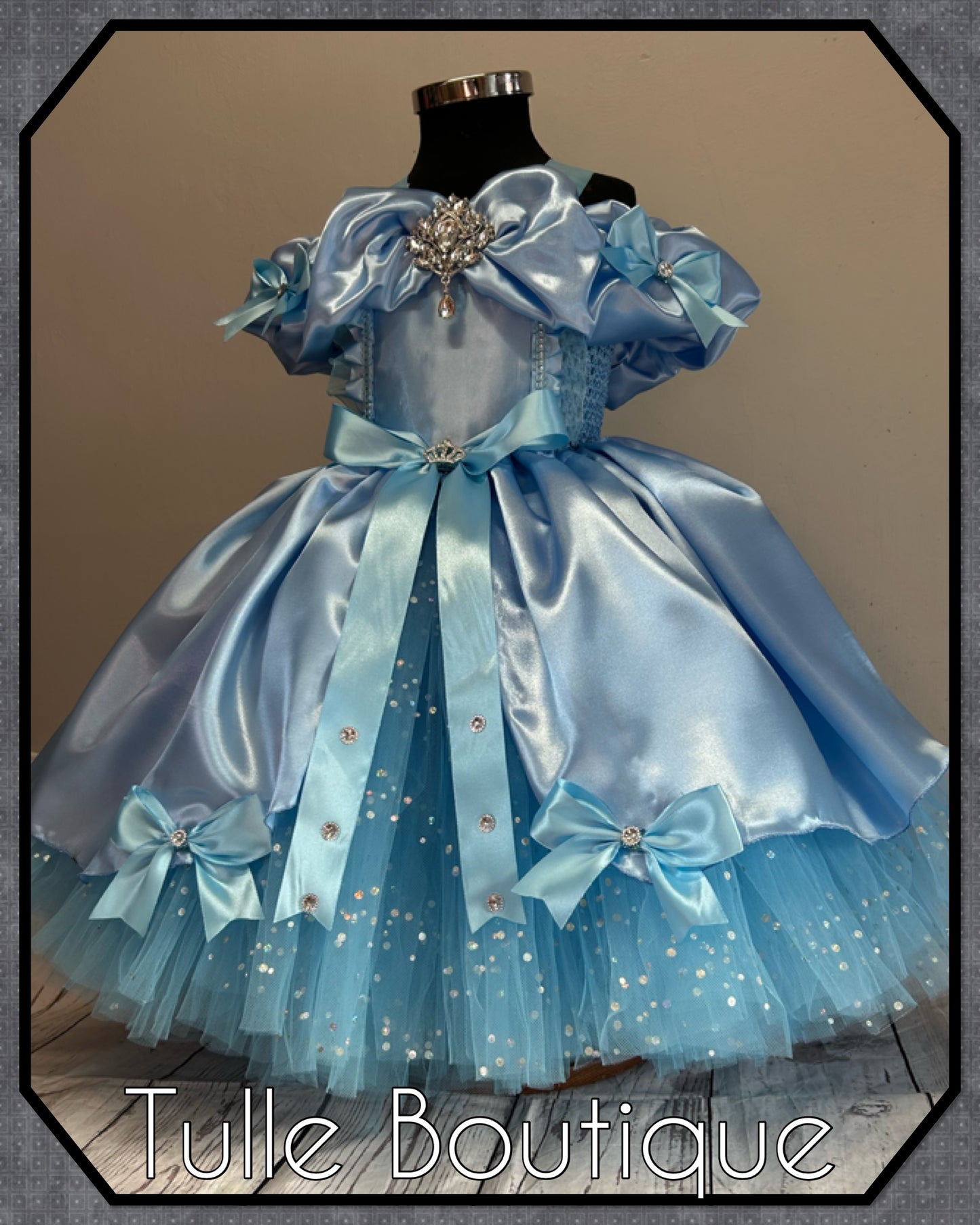Girls toddlers Princess full length sky blue ballgown tutu dress