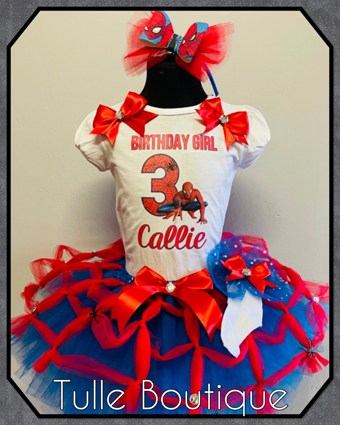 Girls toddlers Spider man birthday party tutu dress outfit