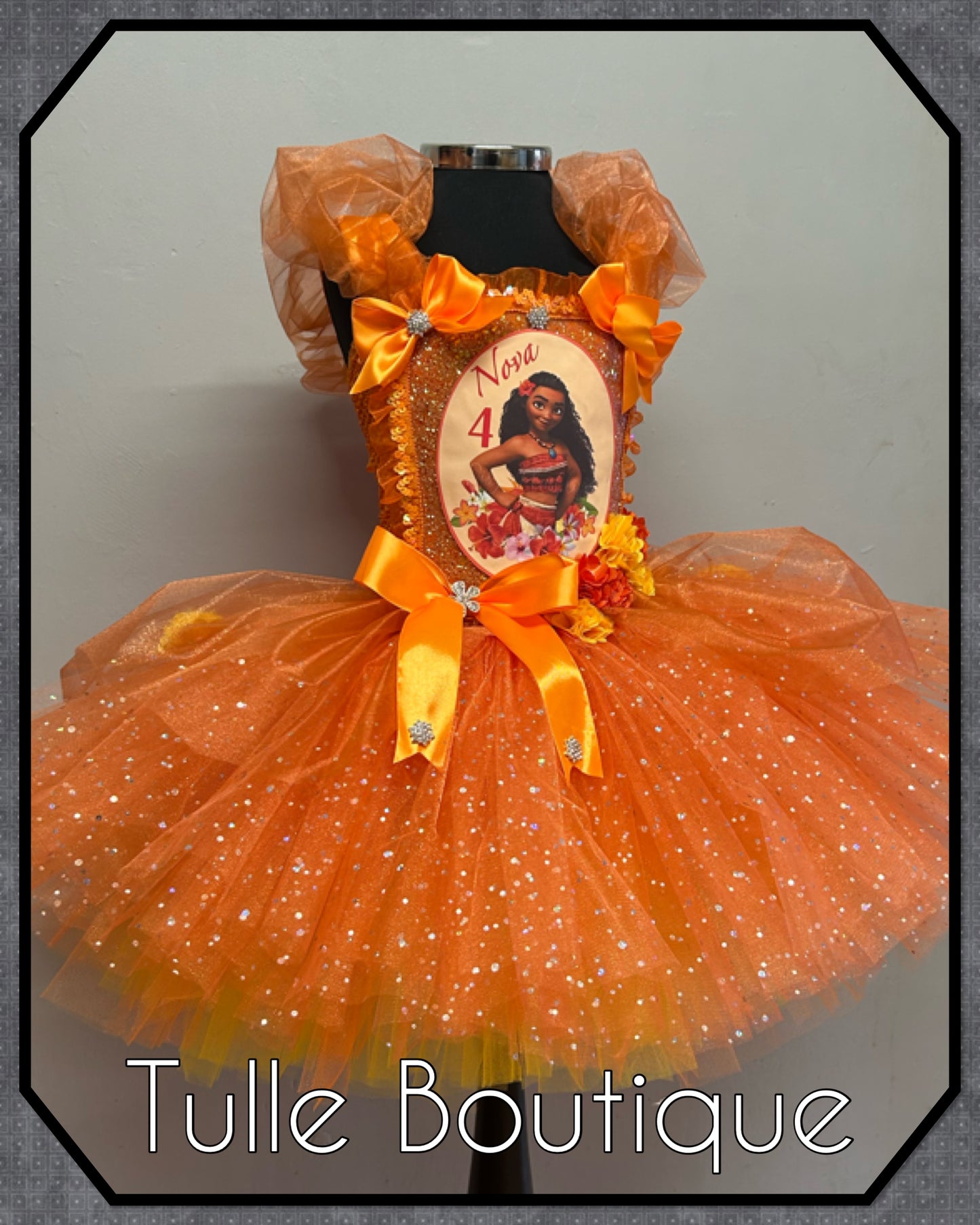 Girls Toddlers Moana Princess organza orange ballgown tutu dress