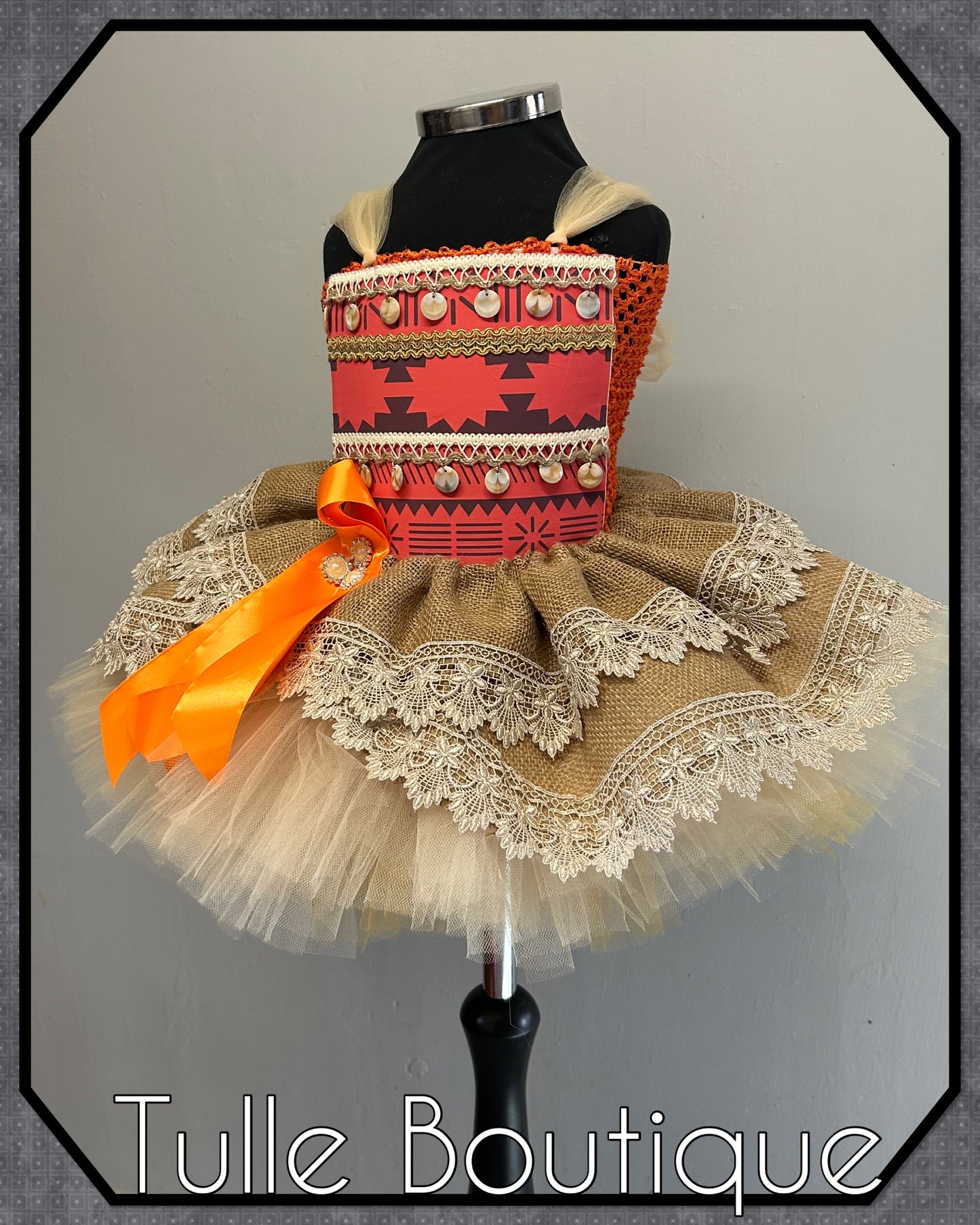 Girls Toddlers Hawaiian princess moana tutu birthday party dress with satin shoulders