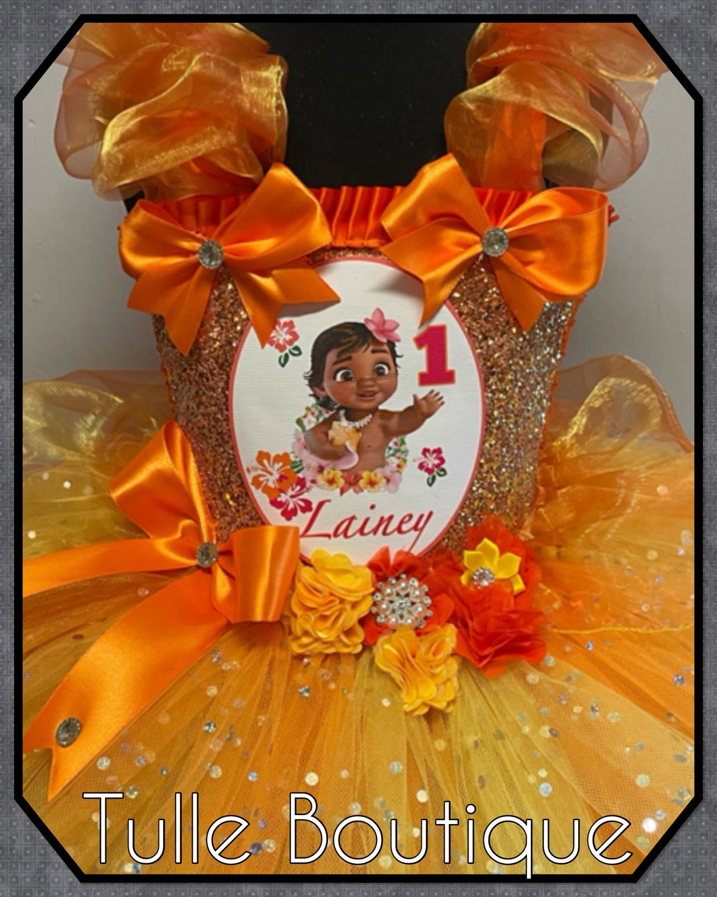 Girls Baby Moana Princess organza orange ballgown tutu dress