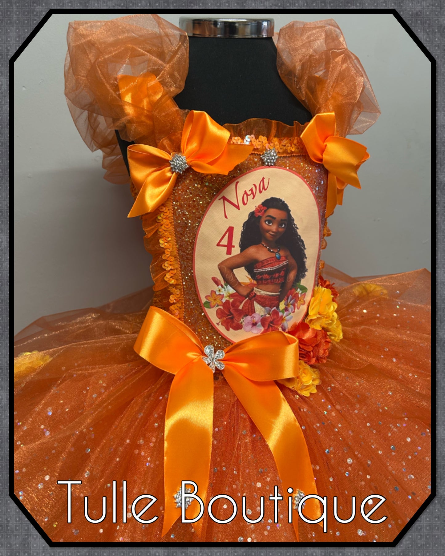 Girls Toddlers Moana Princess organza orange ballgown tutu dress