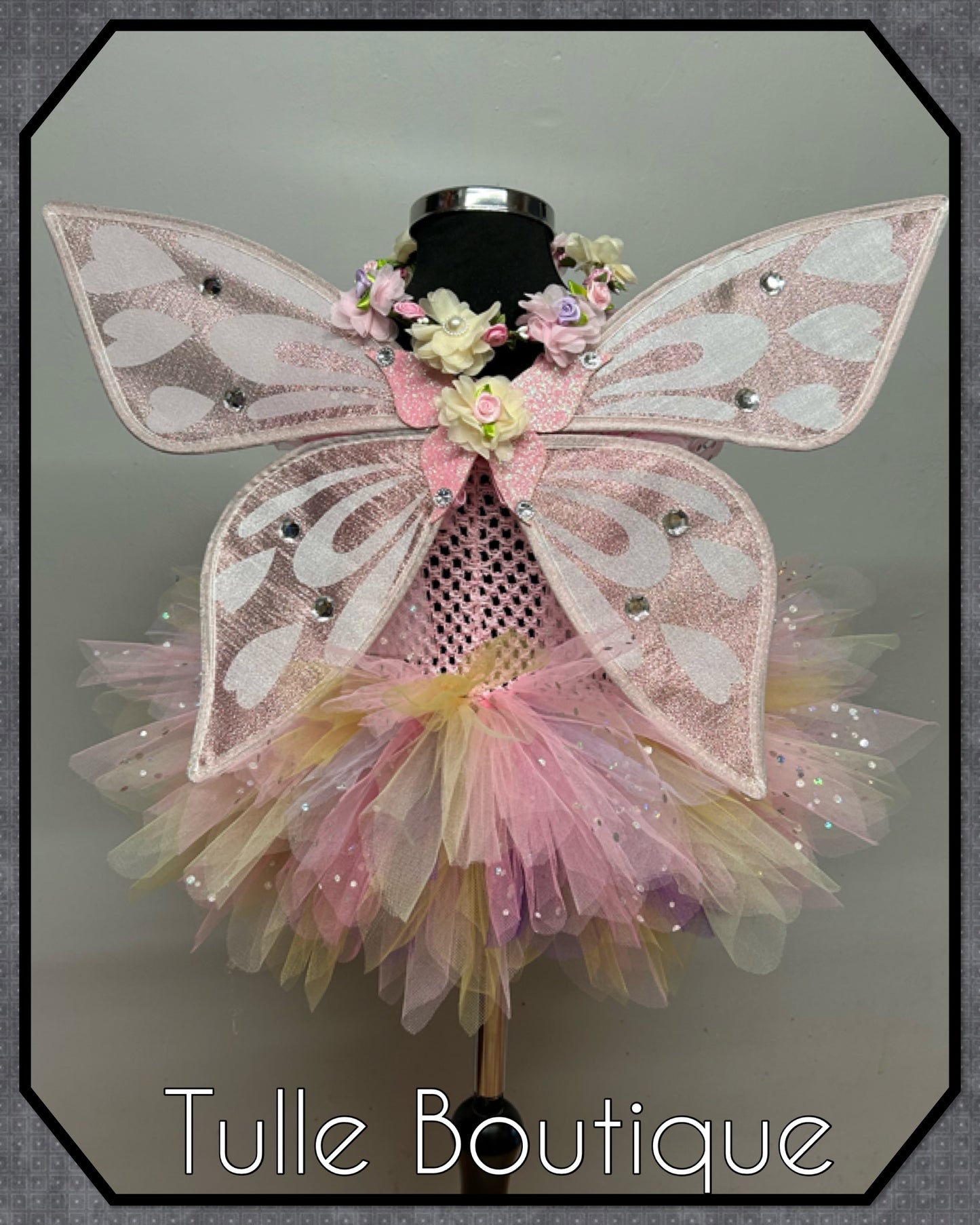 Lena. Girls toddlers Nude pinks flower fairy princess tutu birthday party dress. Fairy first birthday.
