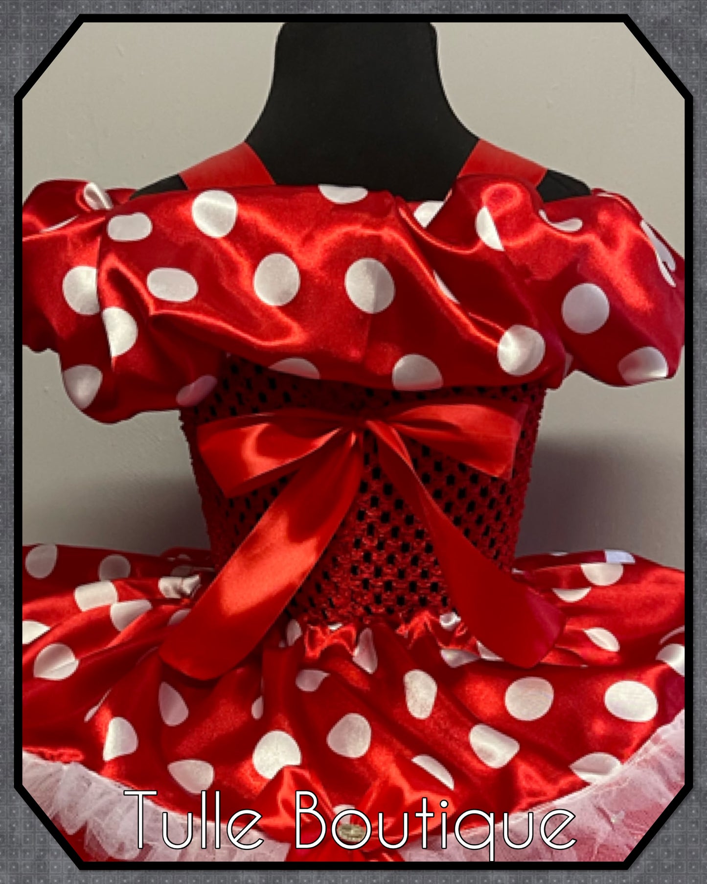 Girls Minnie Mouse red and white polka dot ballgown tutu dress fancy dress costume