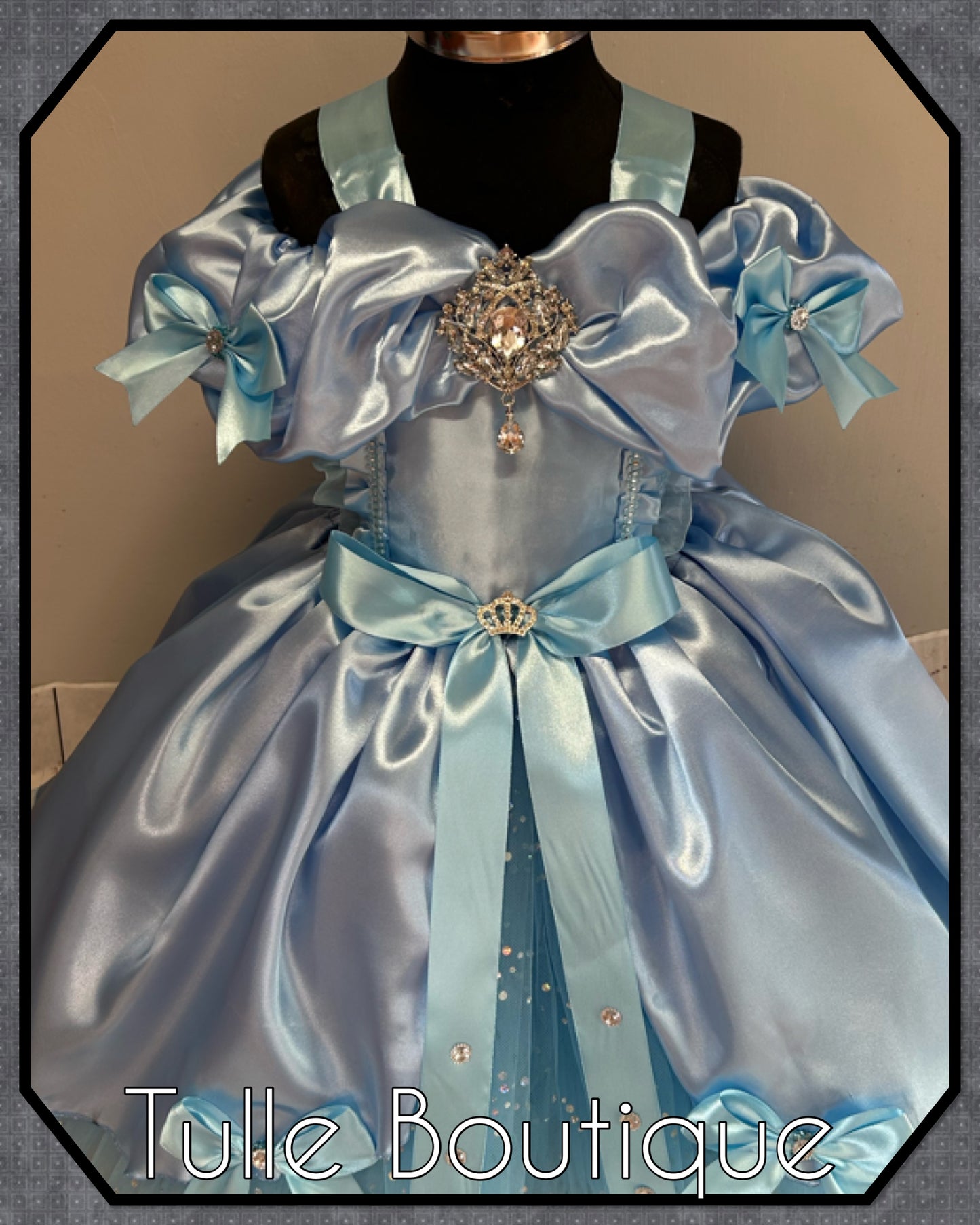 Girls toddlers Princess full length sky blue ballgown tutu dress