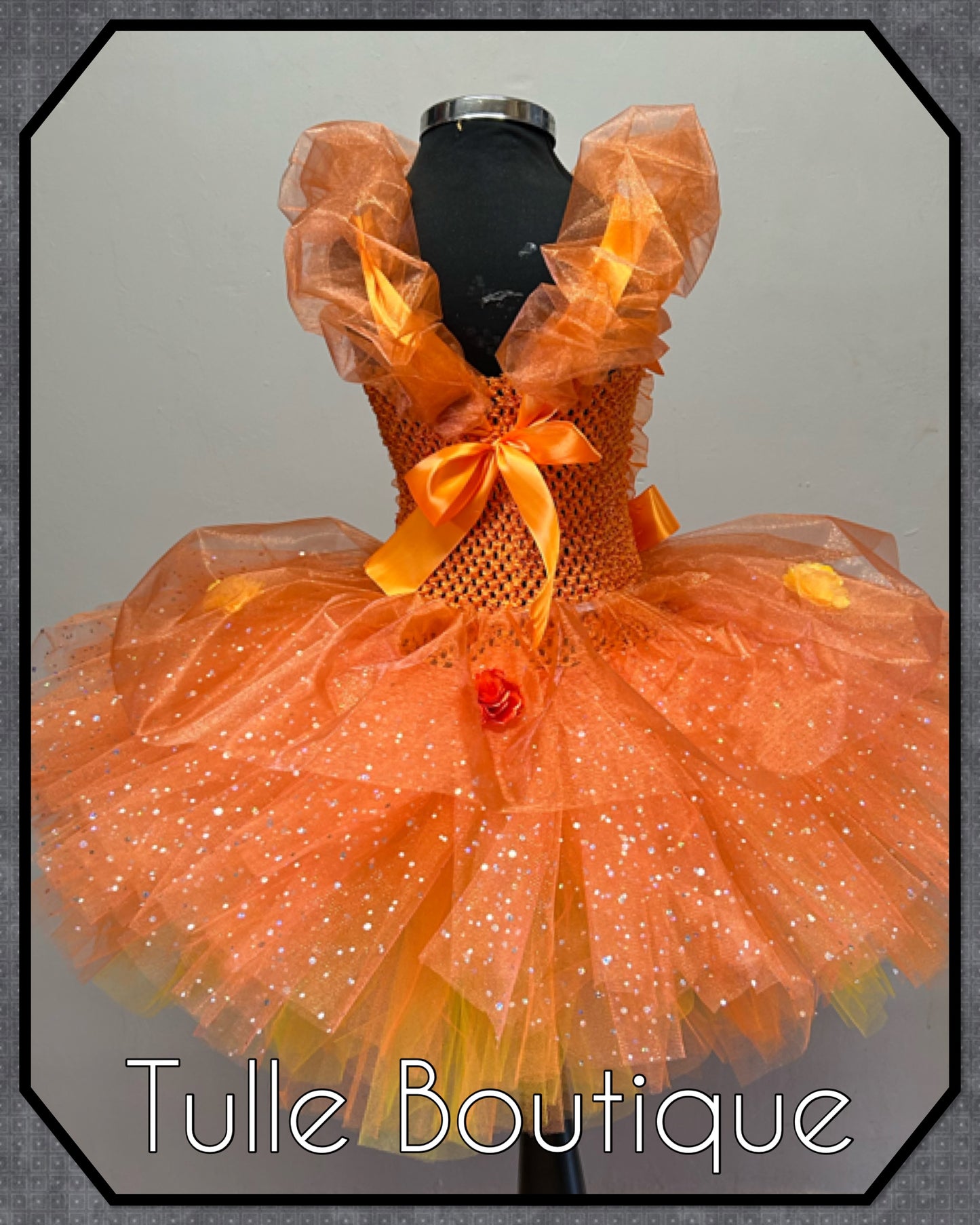 Girls Toddlers Moana Princess organza orange ballgown tutu dress
