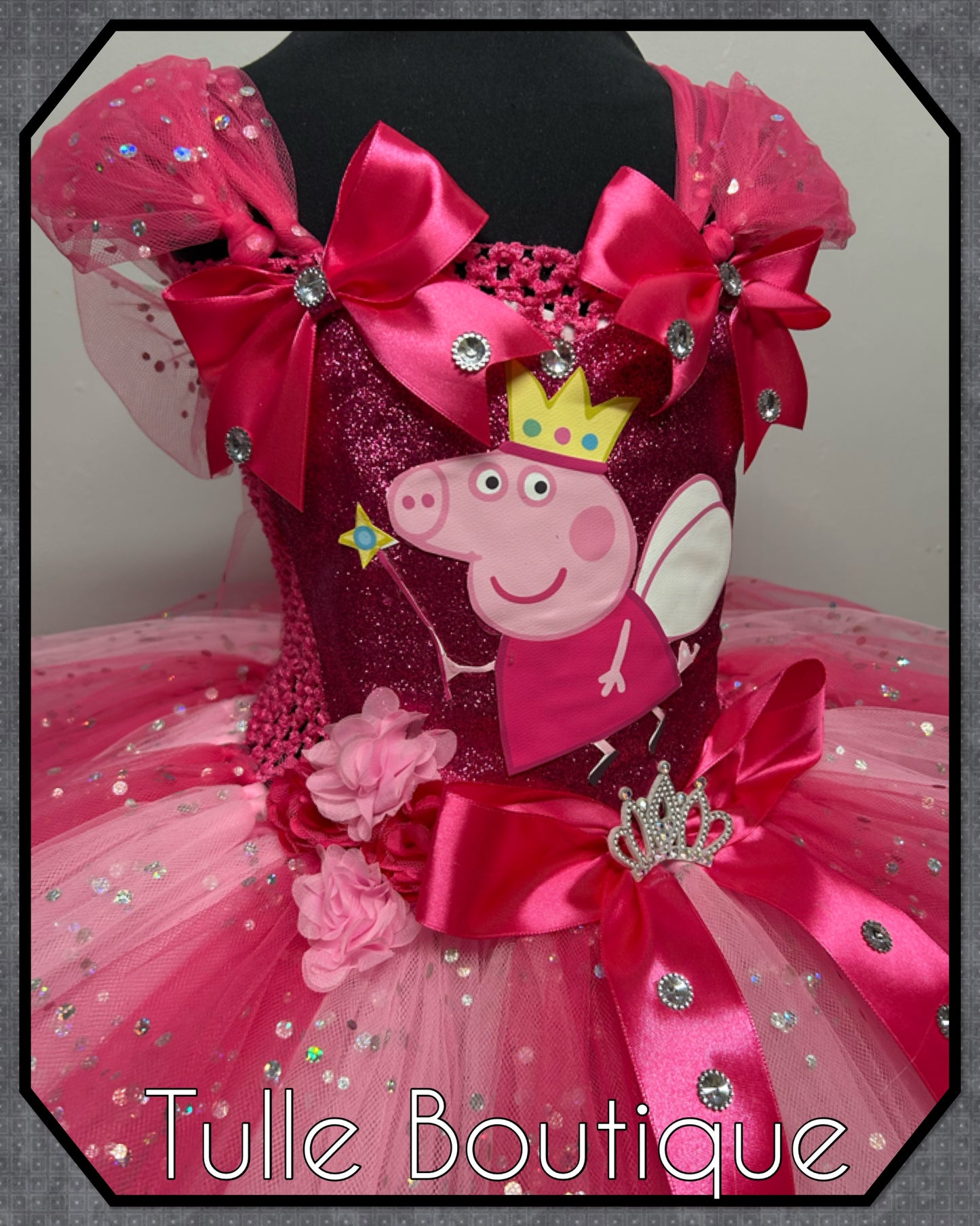 Girls toddlers Hotpink Peppa pig tutu birthday party dress
