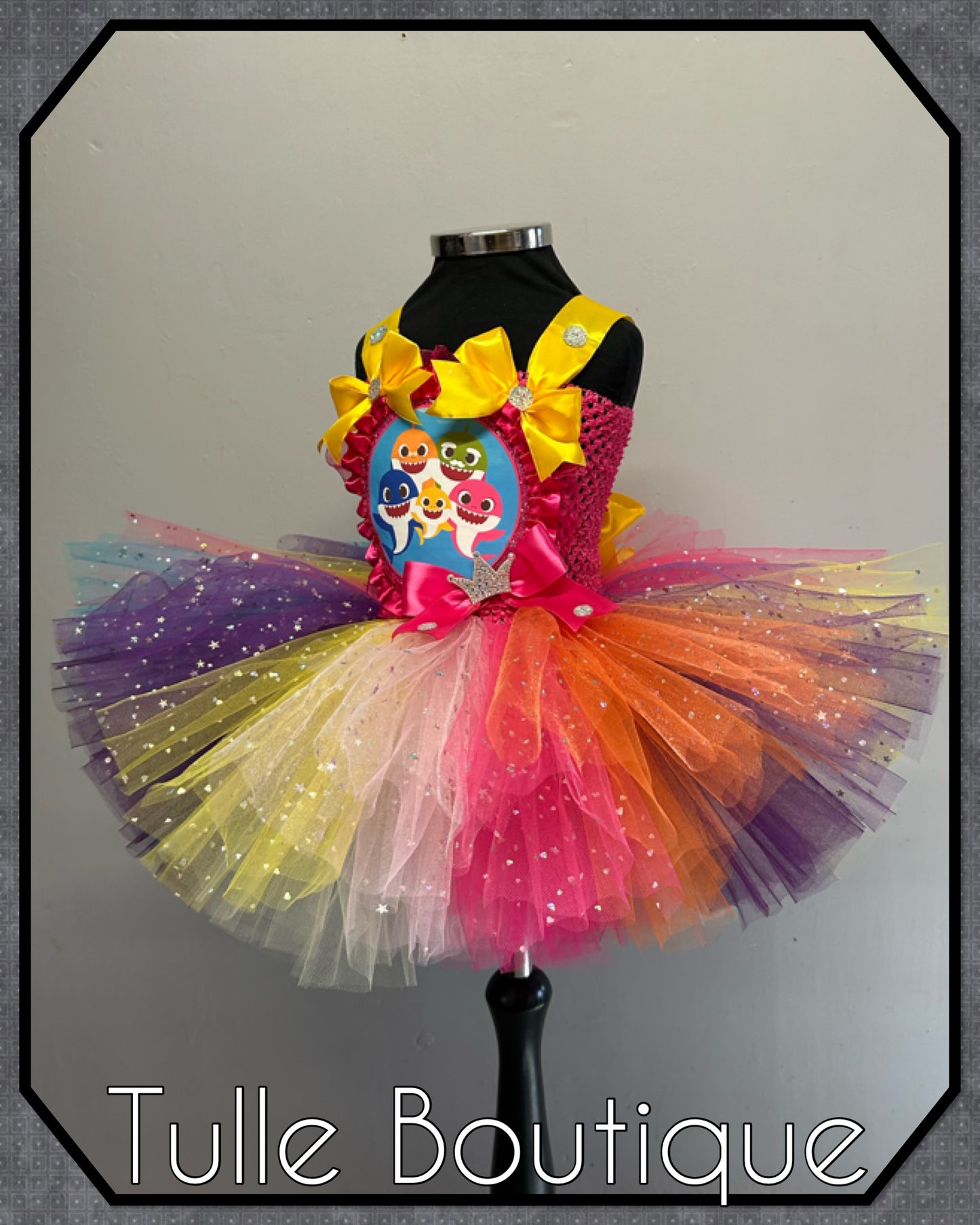 Girls toddlers baby shark rainbow birthday tutu dress