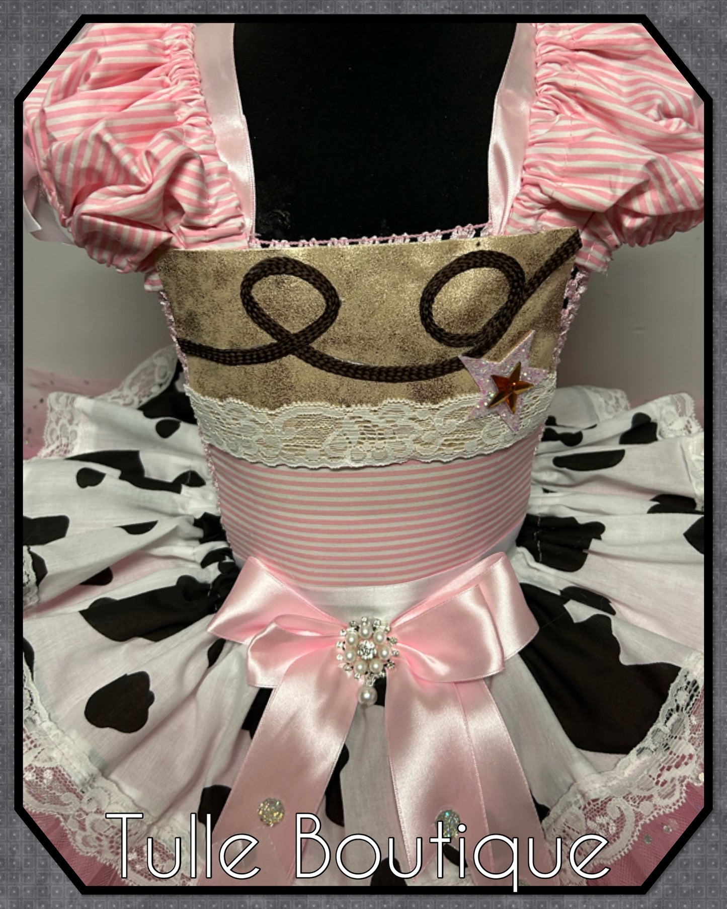 Girls Toddlers Pink Cowgirl rodeo Princess ballgown tutu dress