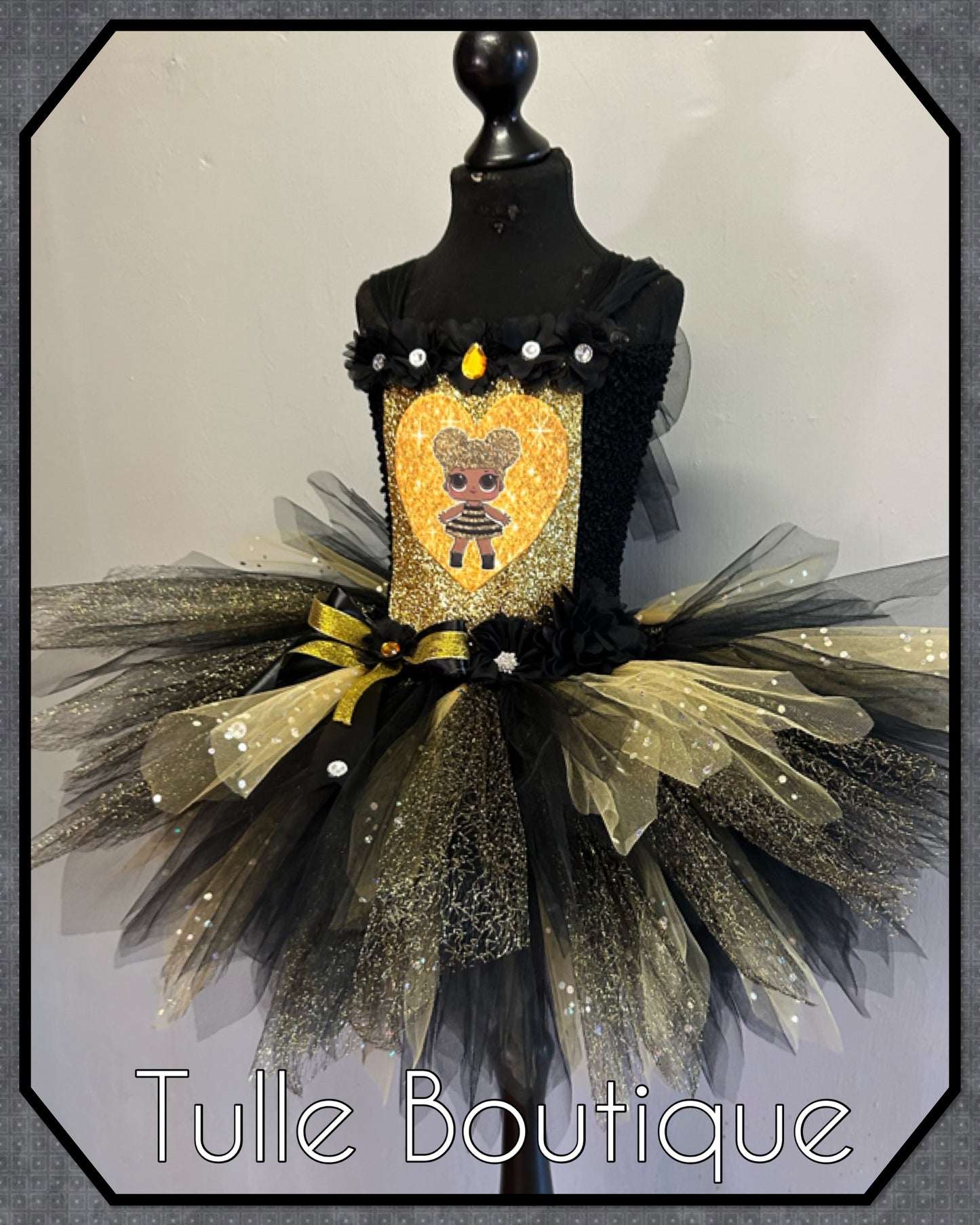 Girls Glitter Bee doll themed girls birthday party tutu dress fancy dress costume