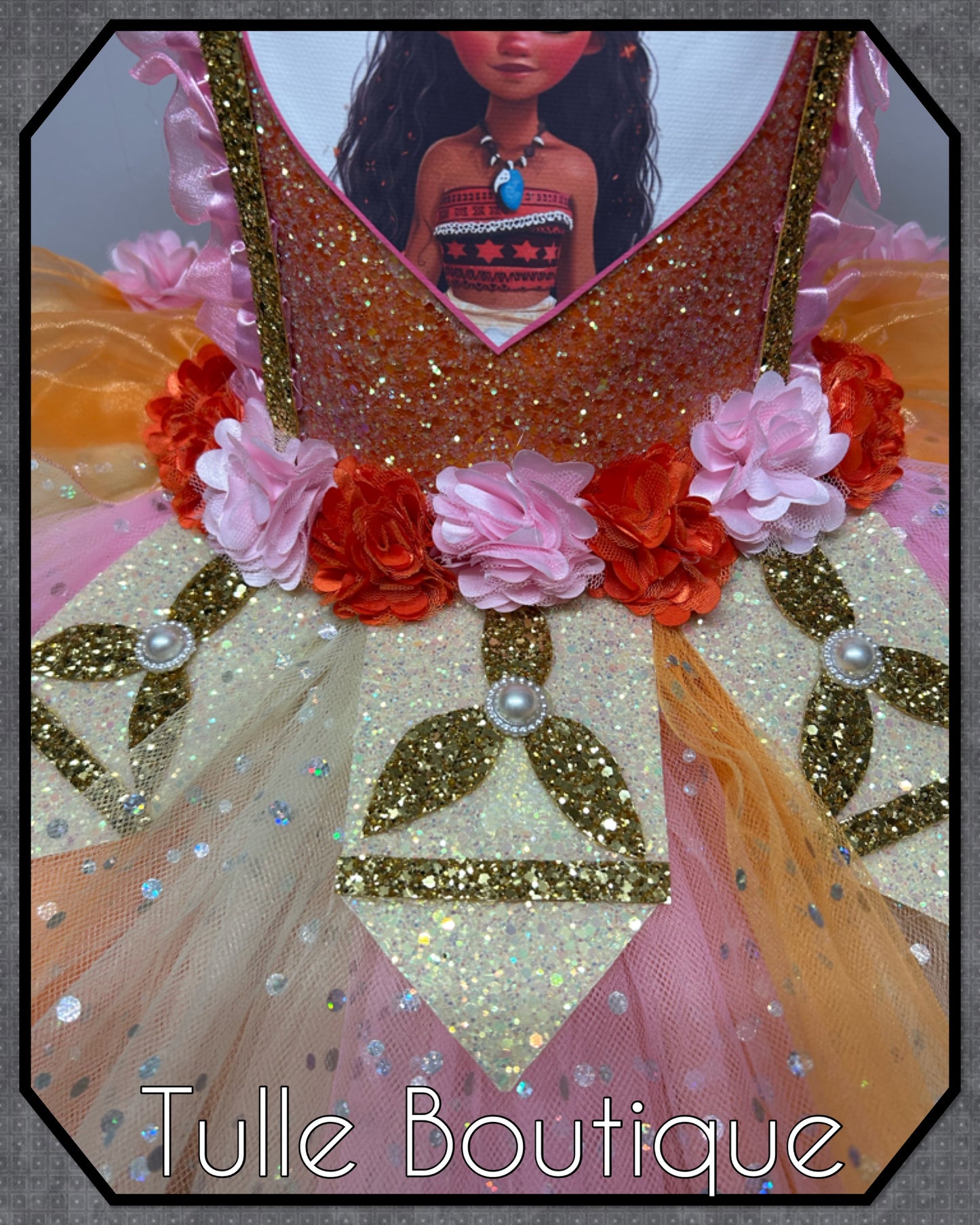 Girls Hawaiian princess pink mix moana tutu birthday party dress