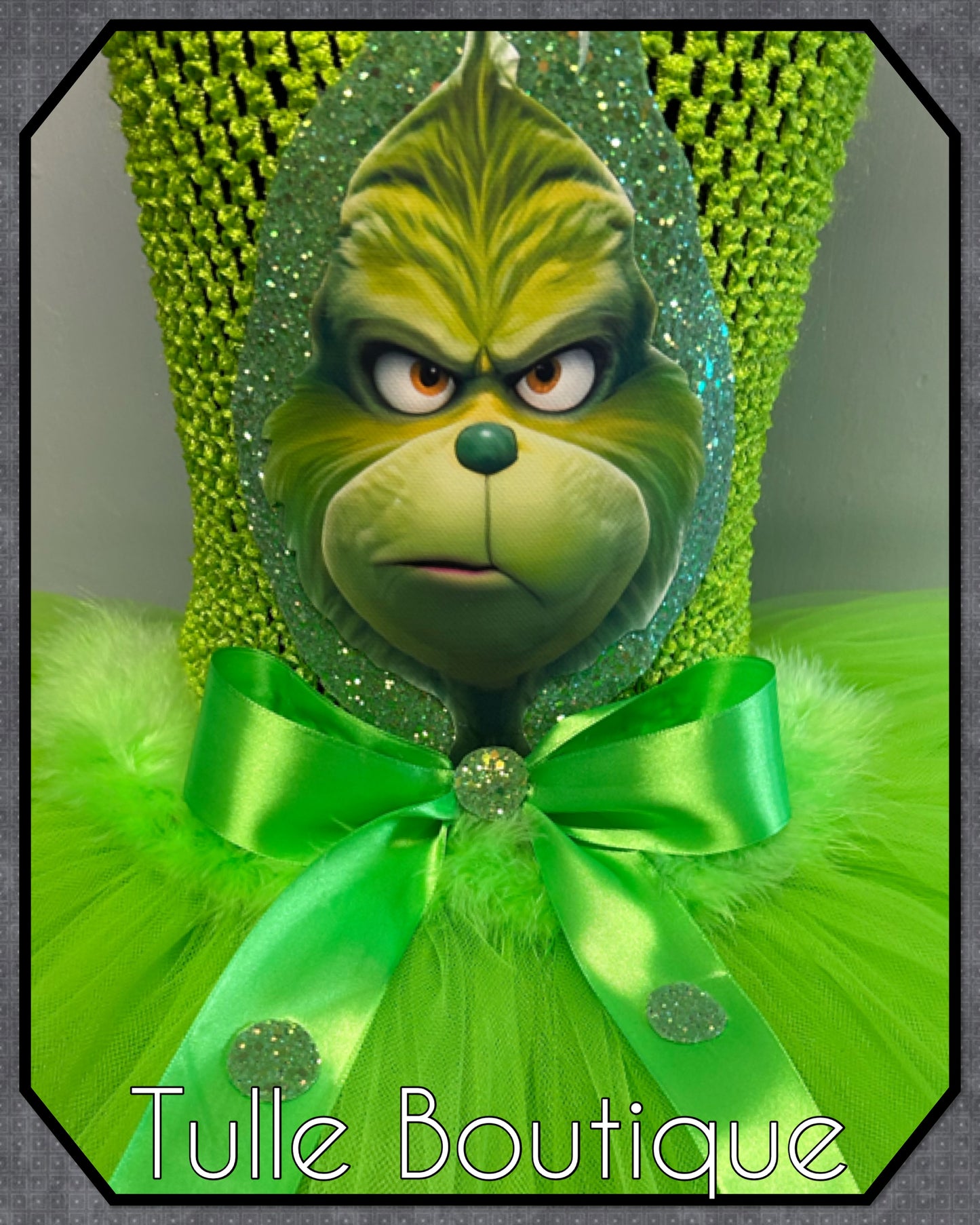 Girls Grinch green Christmas tutu party dress costume