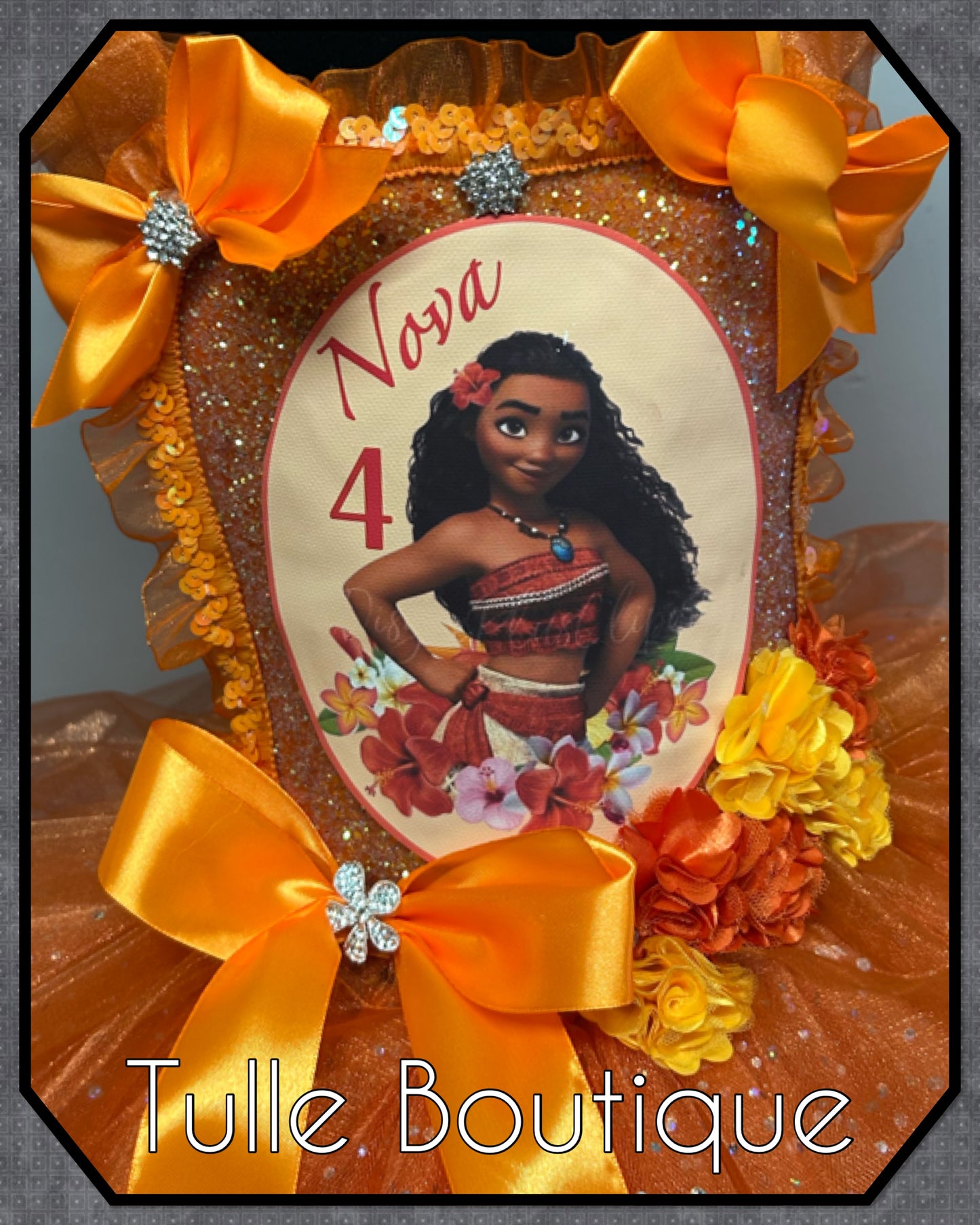 Girls Toddlers Moana Princess organza orange ballgown tutu dress
