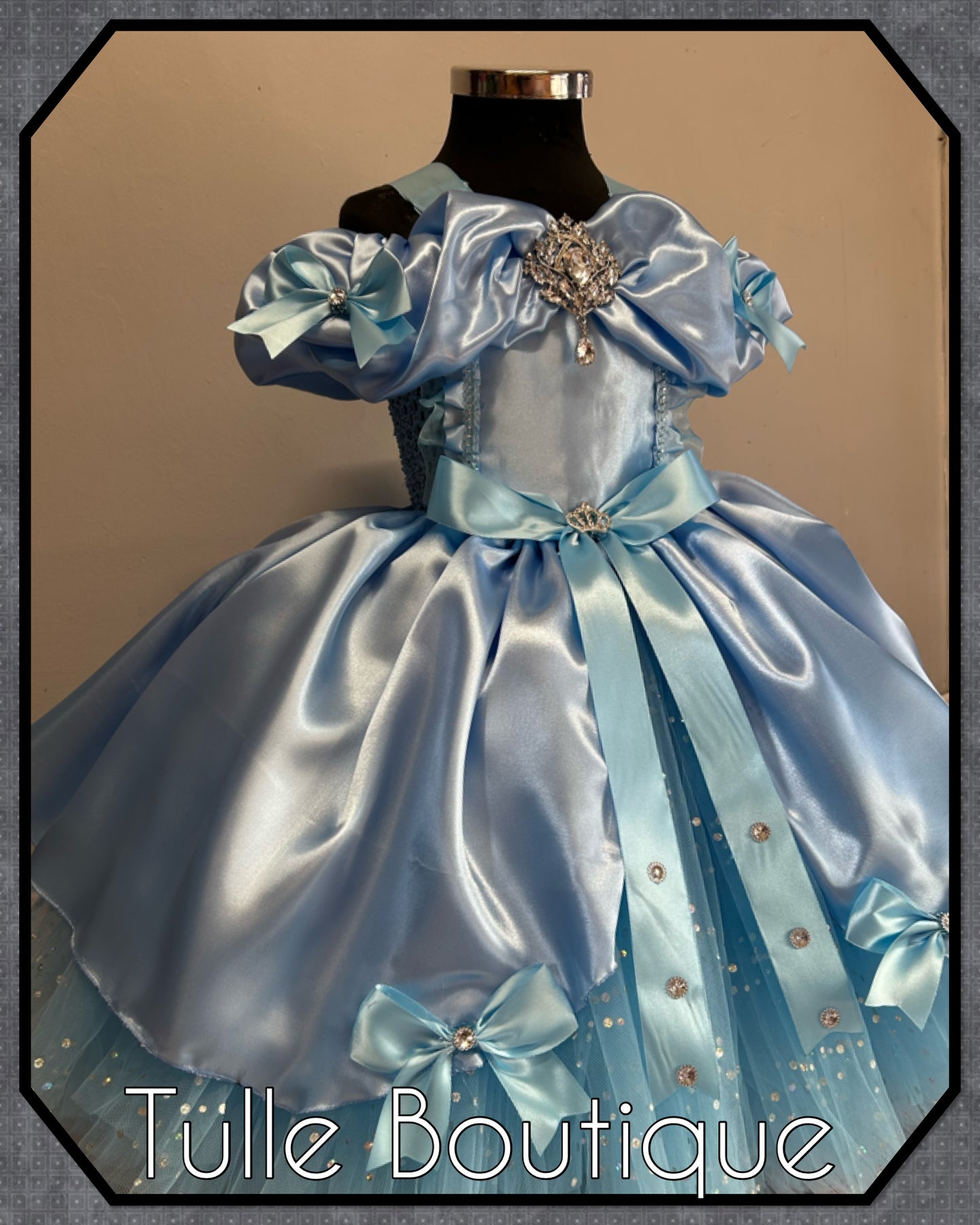 Girls toddlers Princess full length sky blue ballgown tutu dress
