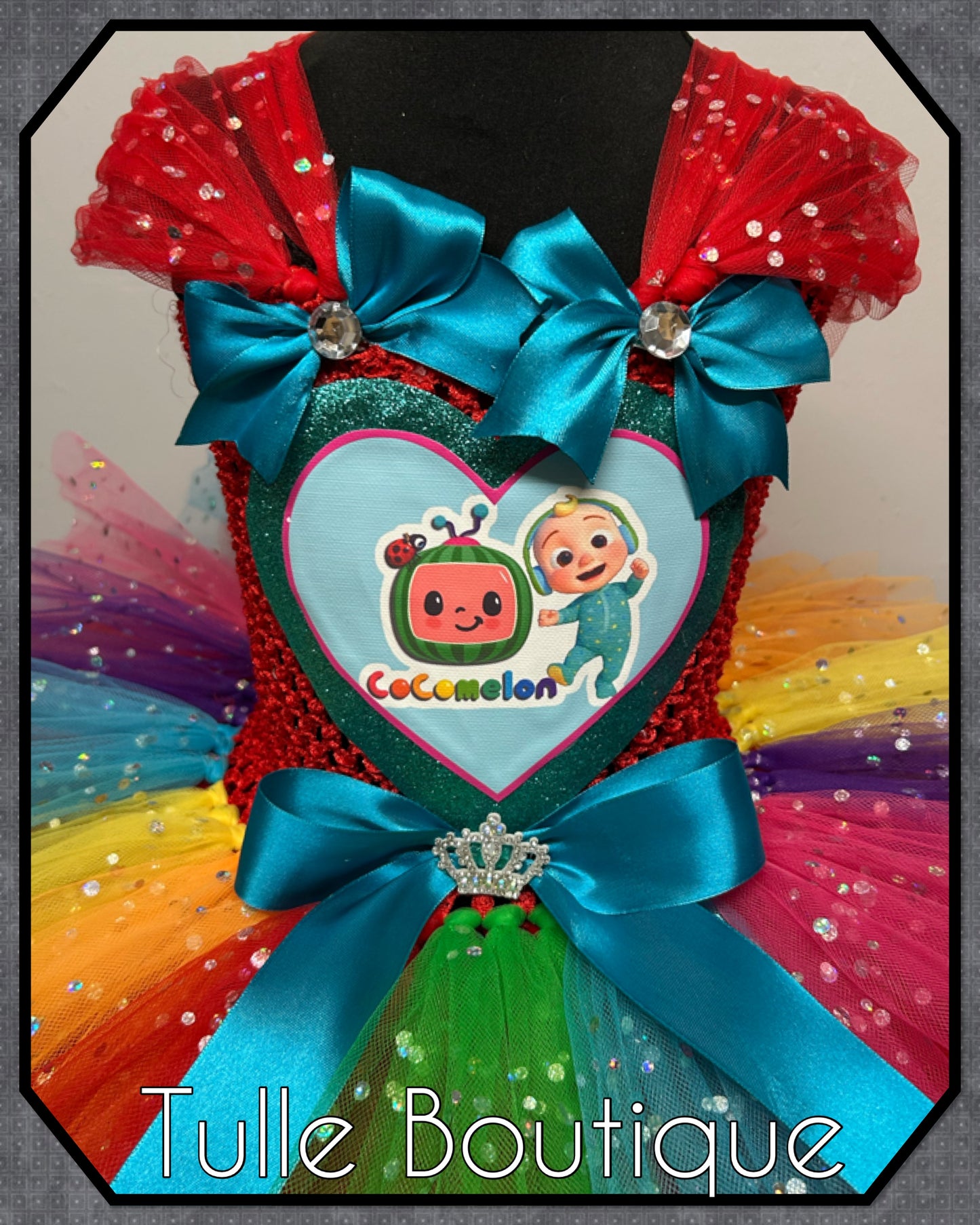 Cocomelon personalized rainbow birthday tutu dress