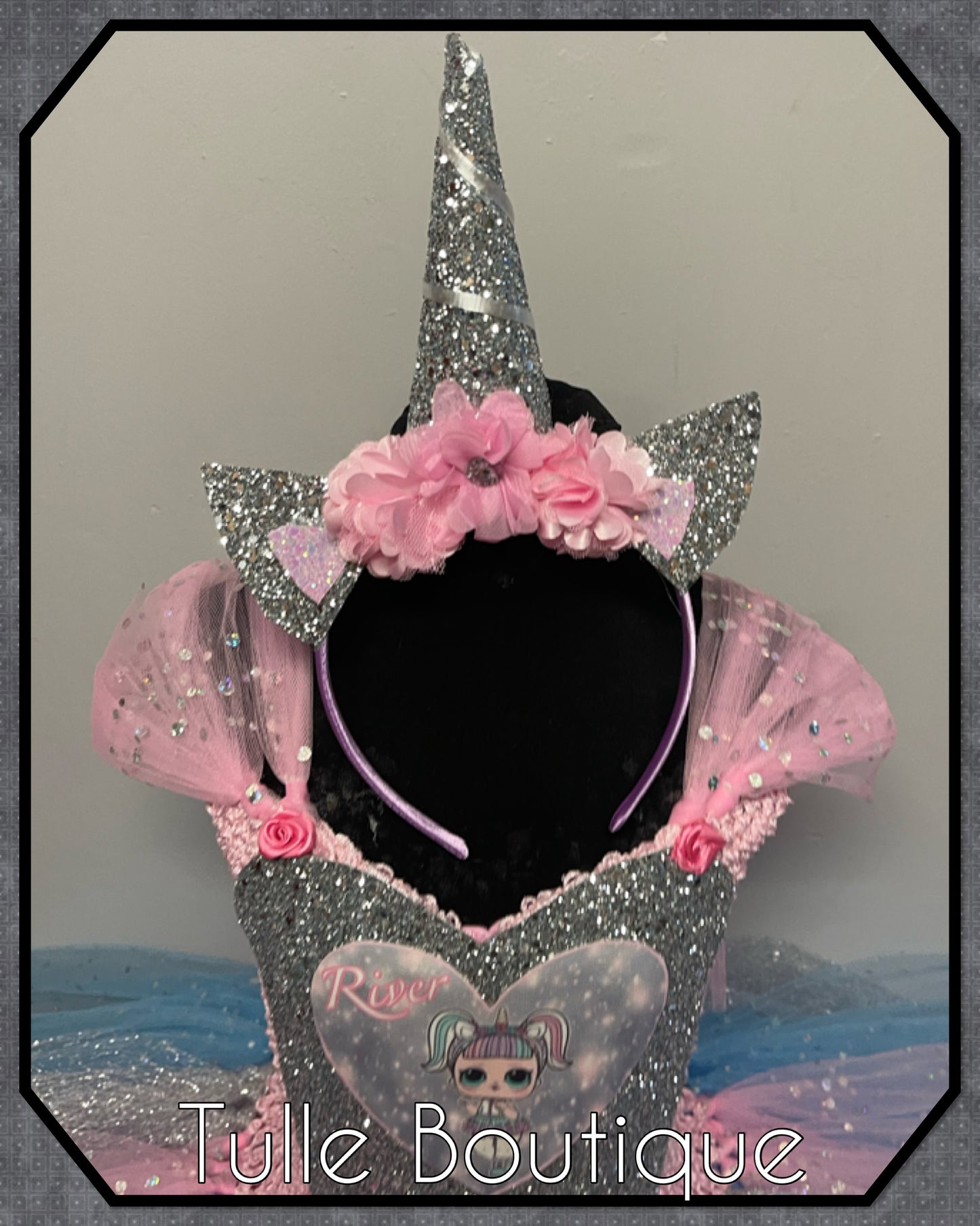 Girls Glitter Unicorn doll themed girls birthday party tutu dress fancy dress costume