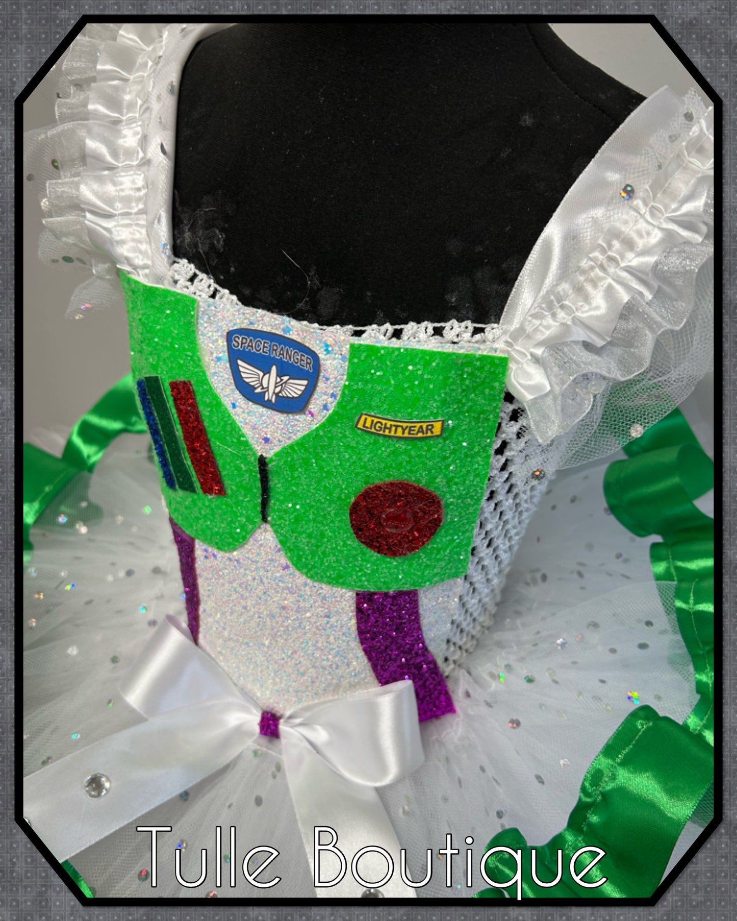 Girls toddlers Toy Story Buzz lightyear Princess ballgown tutu dress ribbon trim
