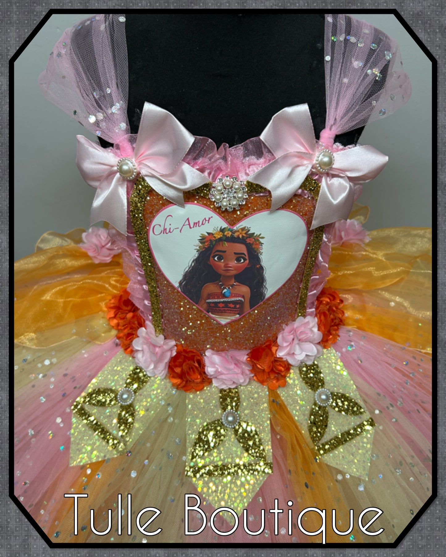Girls Hawaiian princess pink mix moana tutu birthday party dress