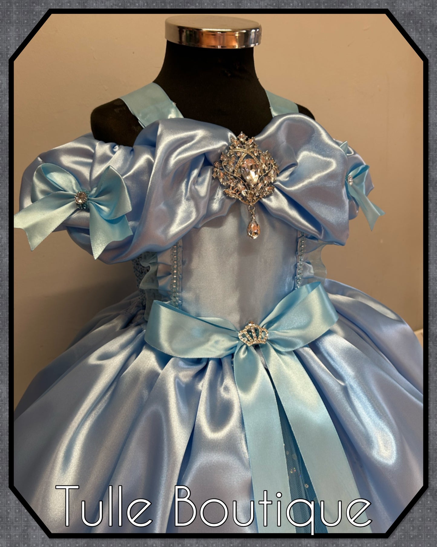 Girls toddlers Princess full length sky blue ballgown tutu dress