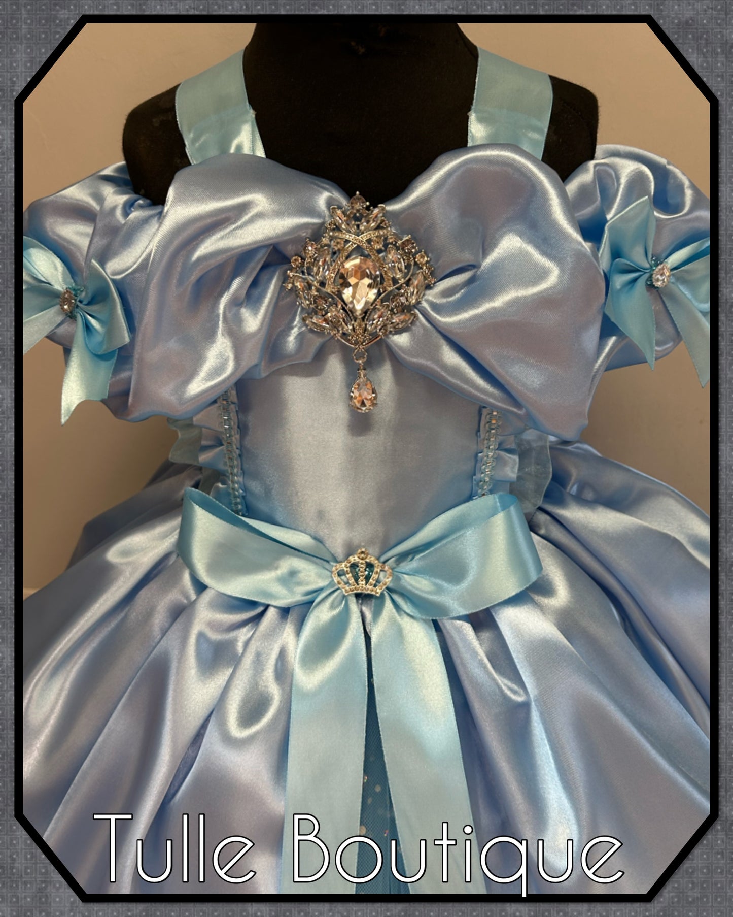 Girls toddlers Princess full length sky blue ballgown tutu dress