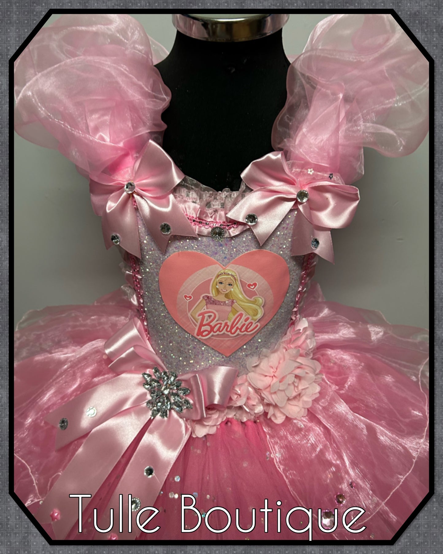 Girls Pink Barbie tutu dress birthday outfit fancy dress costume