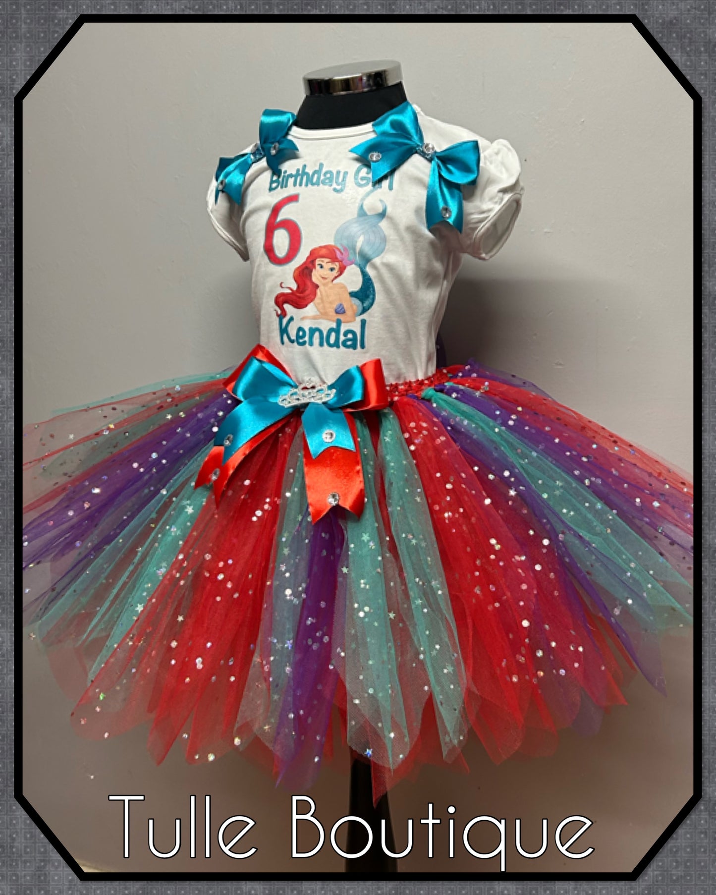 Girls Ariel little mermaid birthday party tutu and T-shirt fancy party outfit