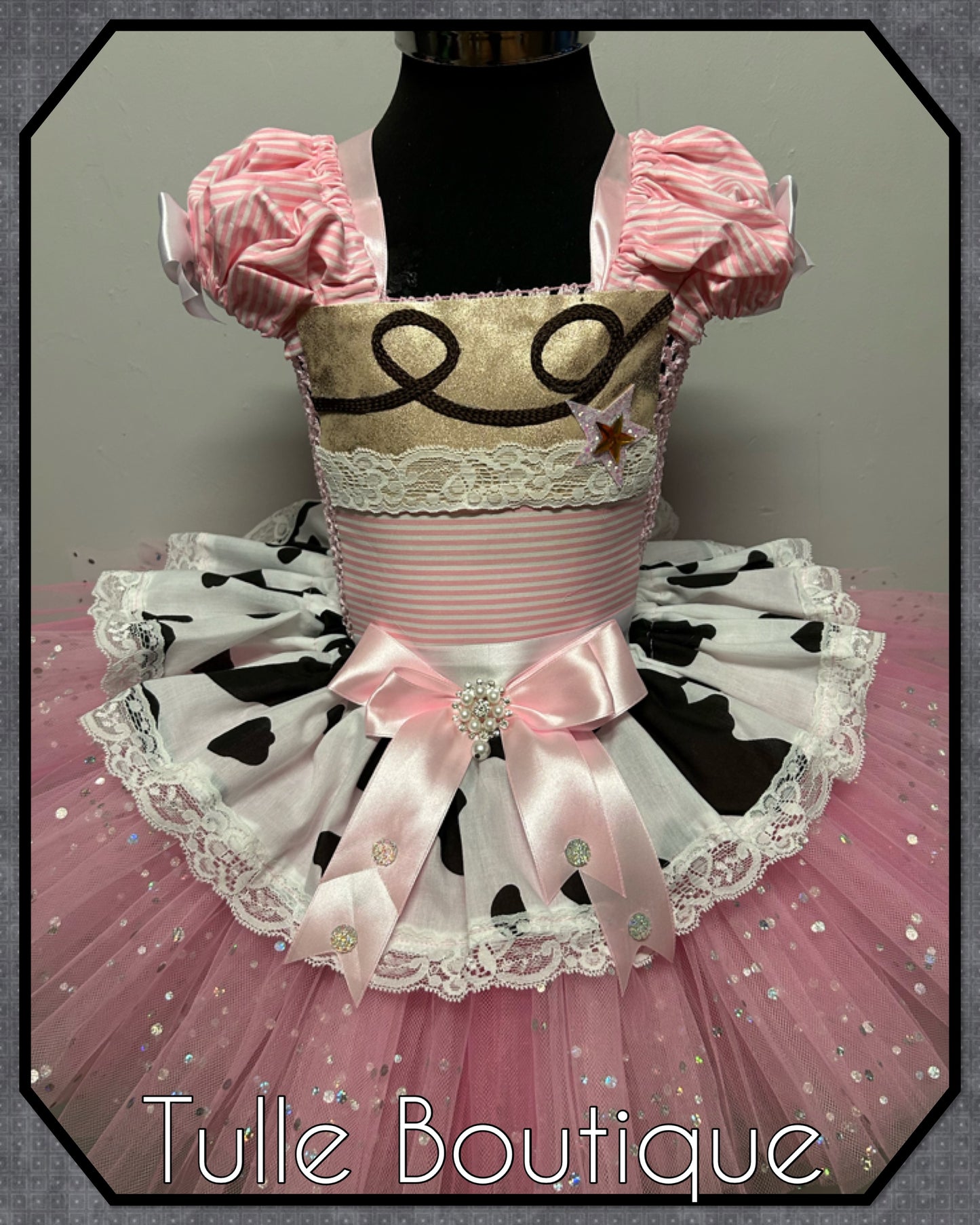 Girls Toddlers Pink Cowgirl rodeo Princess ballgown tutu dress