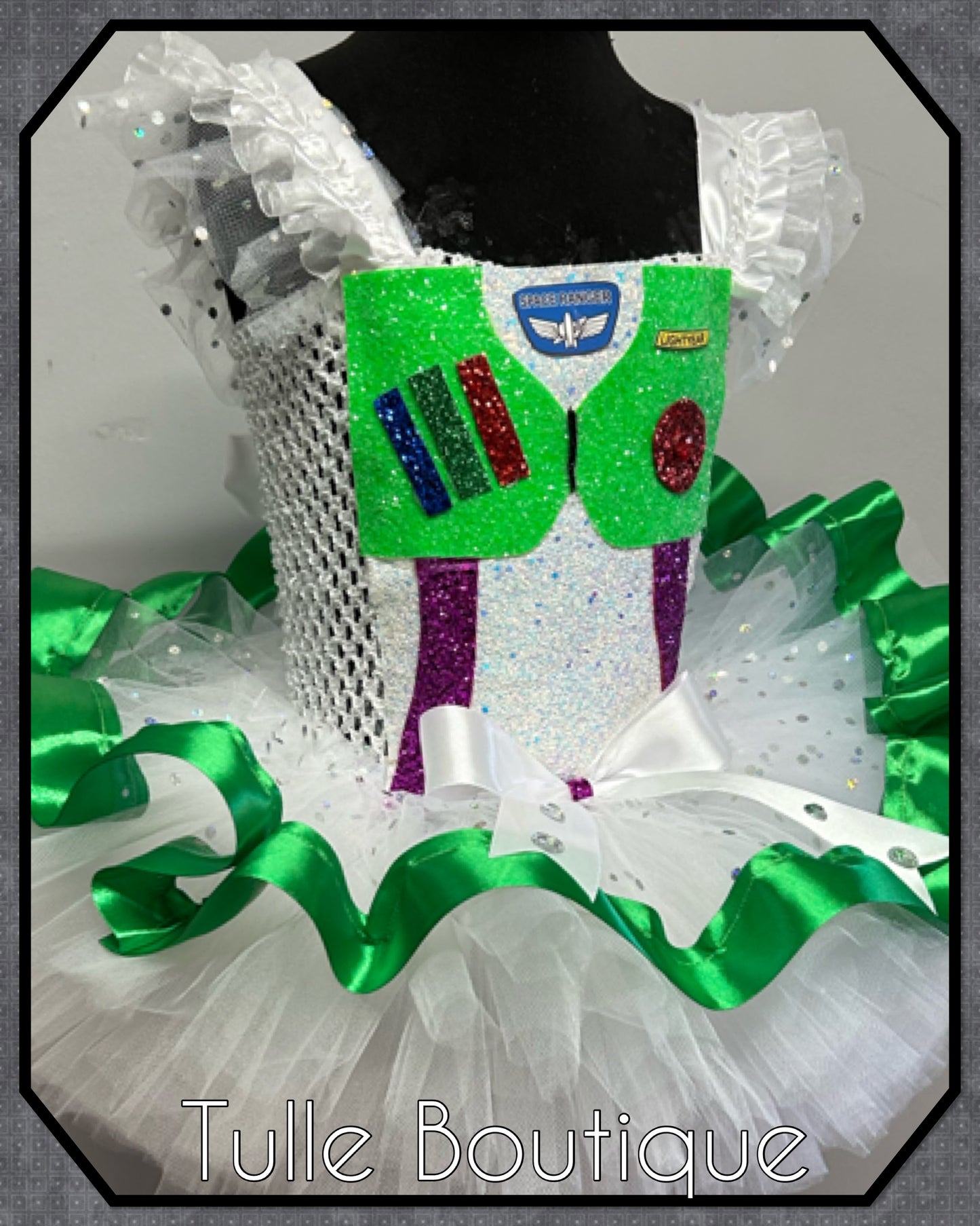 Girls toddlers Toy Story Buzz lightyear Princess ballgown tutu dress ribbon trim