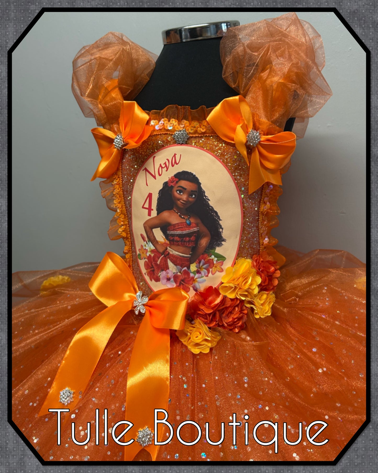 Girls Toddlers Moana Princess organza orange ballgown tutu dress