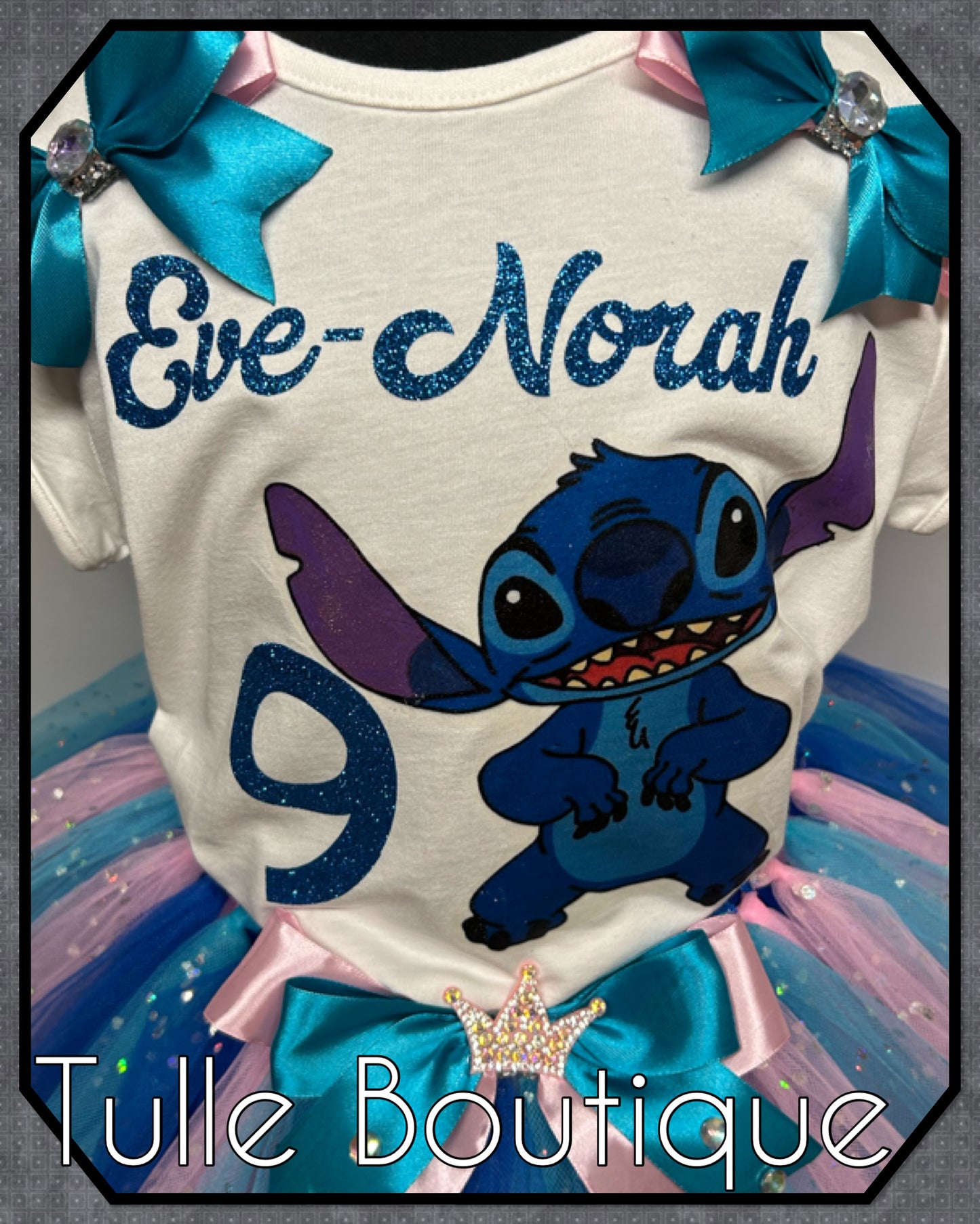 Girls Stitch personalised T-shirt and tutu birthday party outfit dress