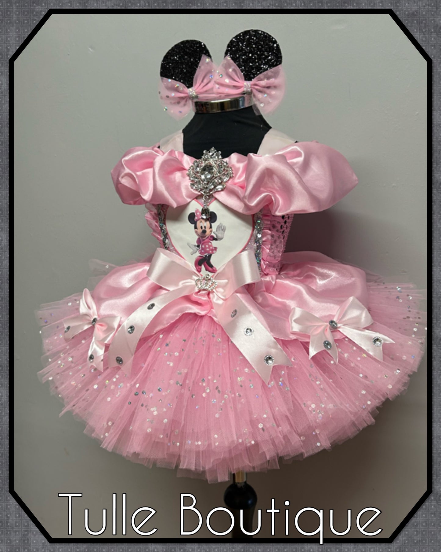 Girls toddlers Minnie Mouse baby pink ballgown tutu dress party dress